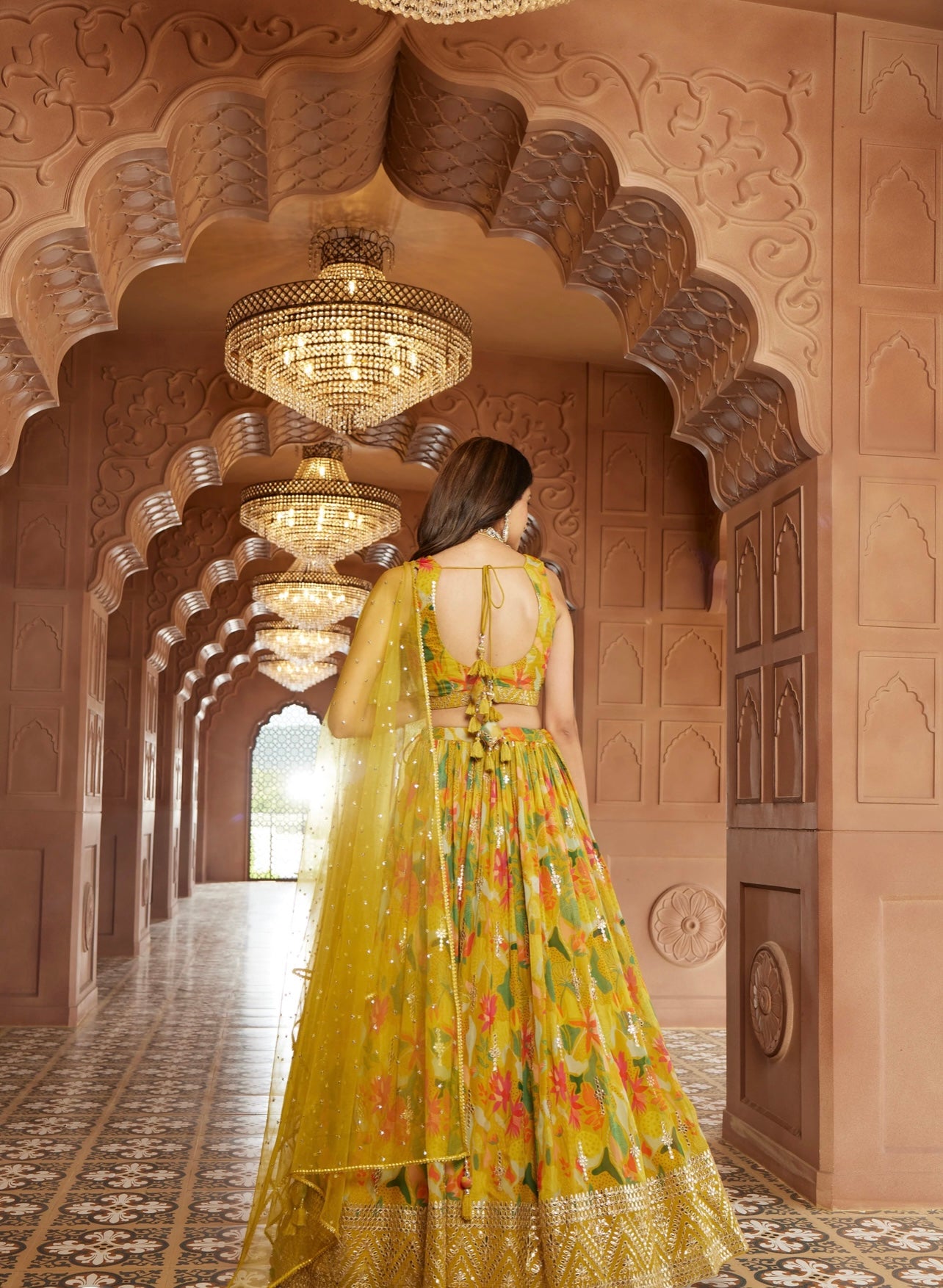 Yellow mustard lehenga partywear lehenga