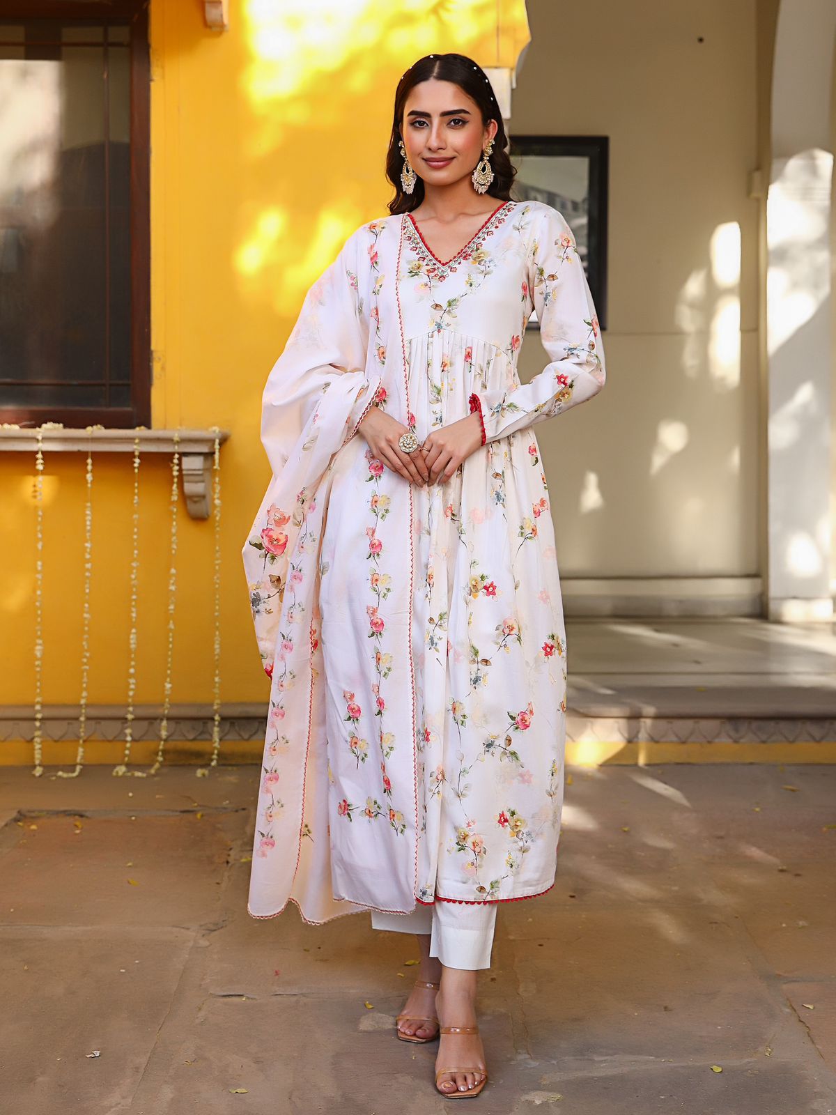 White Classy Alia Cut Kurta set