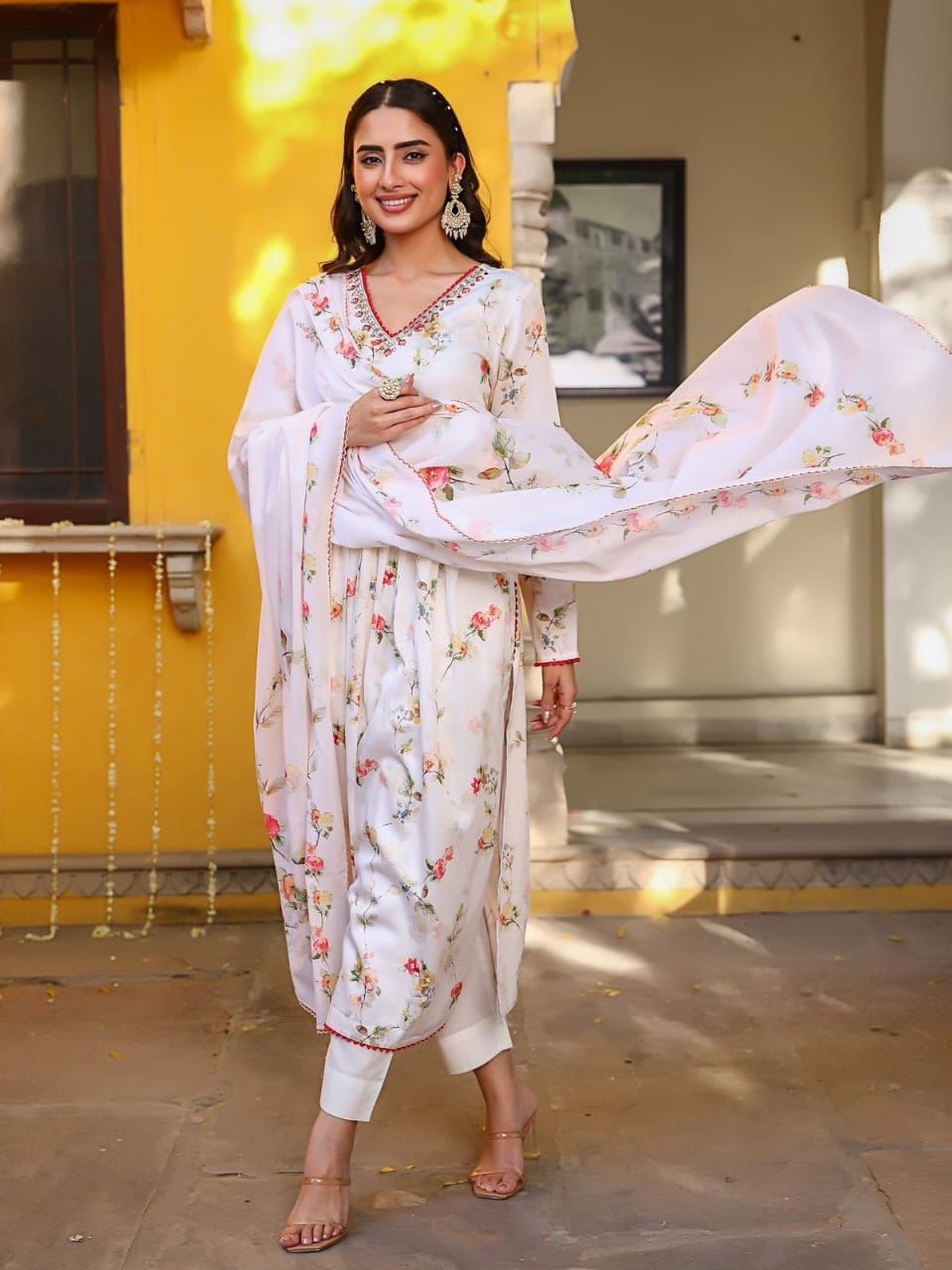 White Classy Alia Cut Kurta set