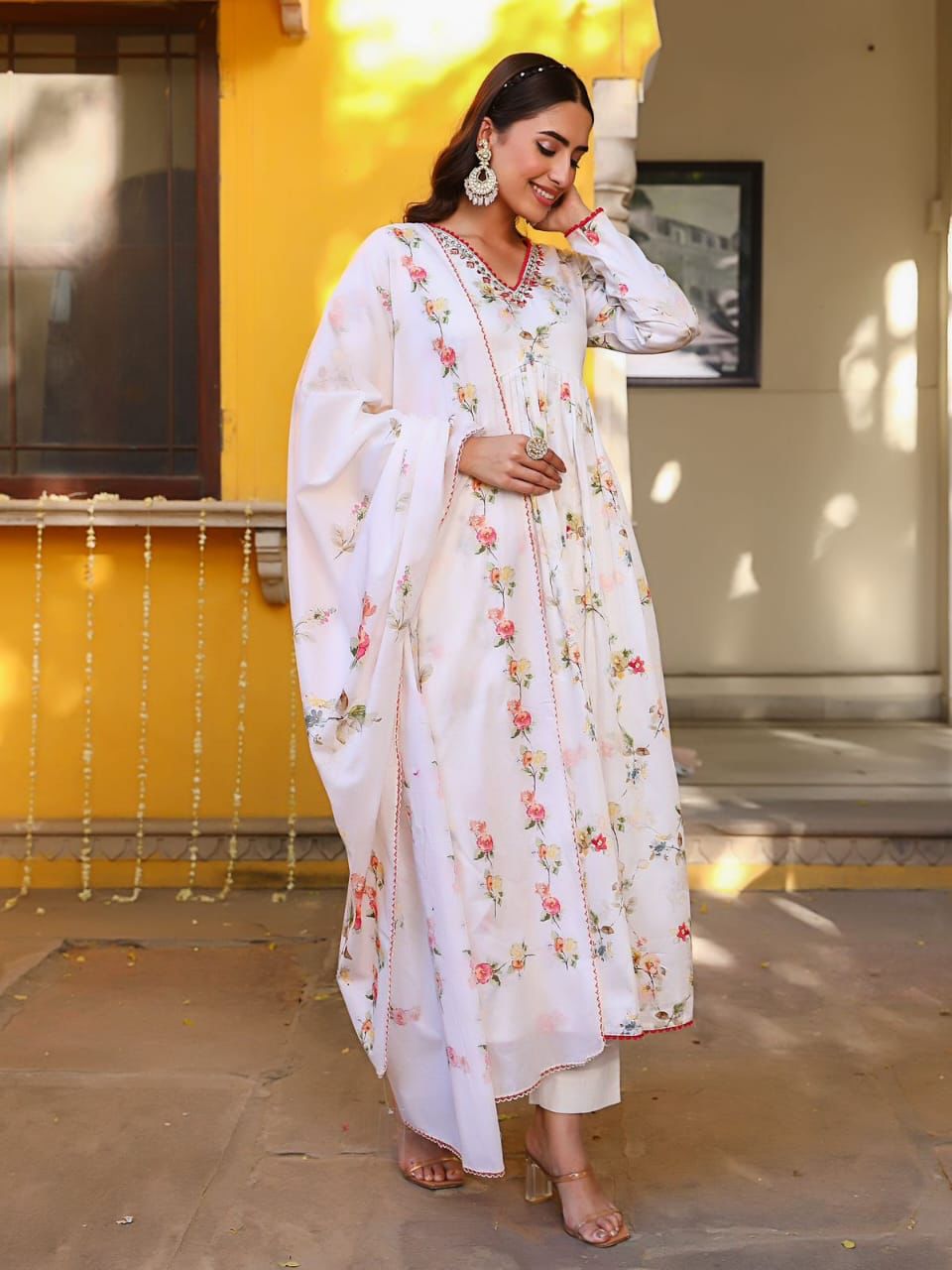 White Classy Alia Cut Kurta set