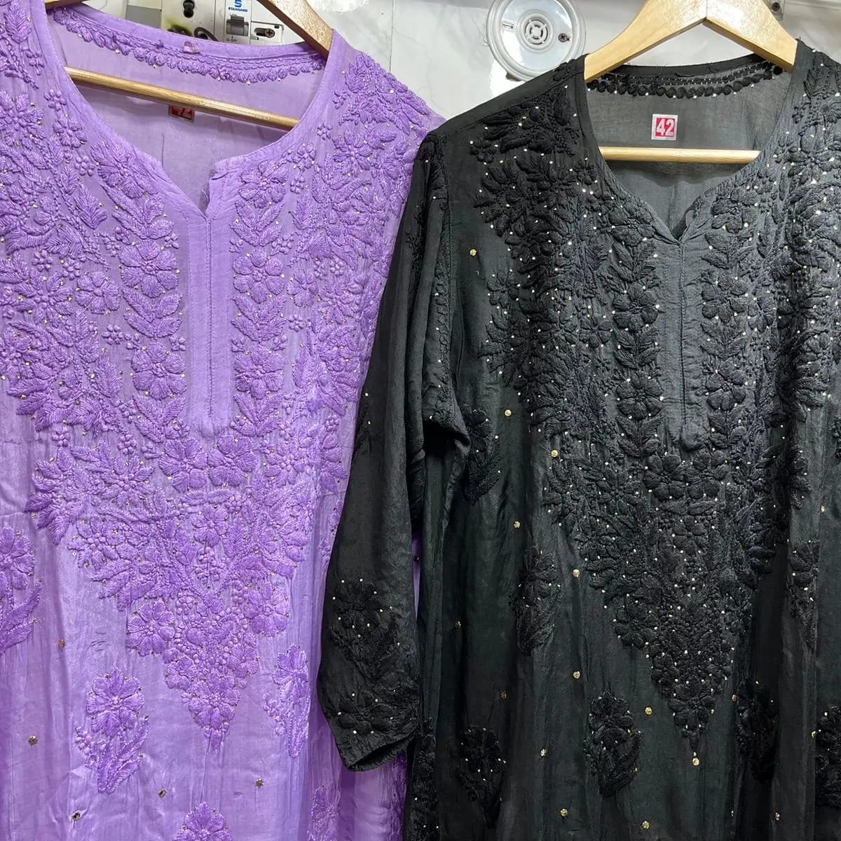 Lavender Pure Modal Mukesh work Premium chikankari work Kurta