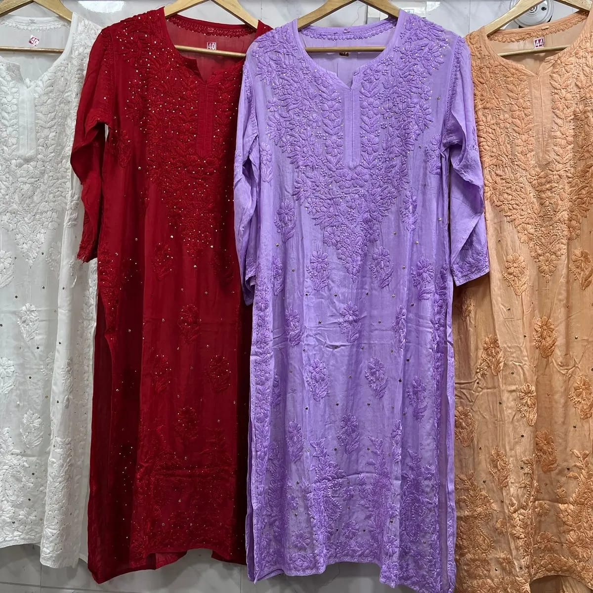 Lavender Pure Modal Mukesh work Premium chikankari work Kurta Indi Ethnics Lavender Pure Modal Mukesh work Premium chikankari work Kurta Indi Ethnics