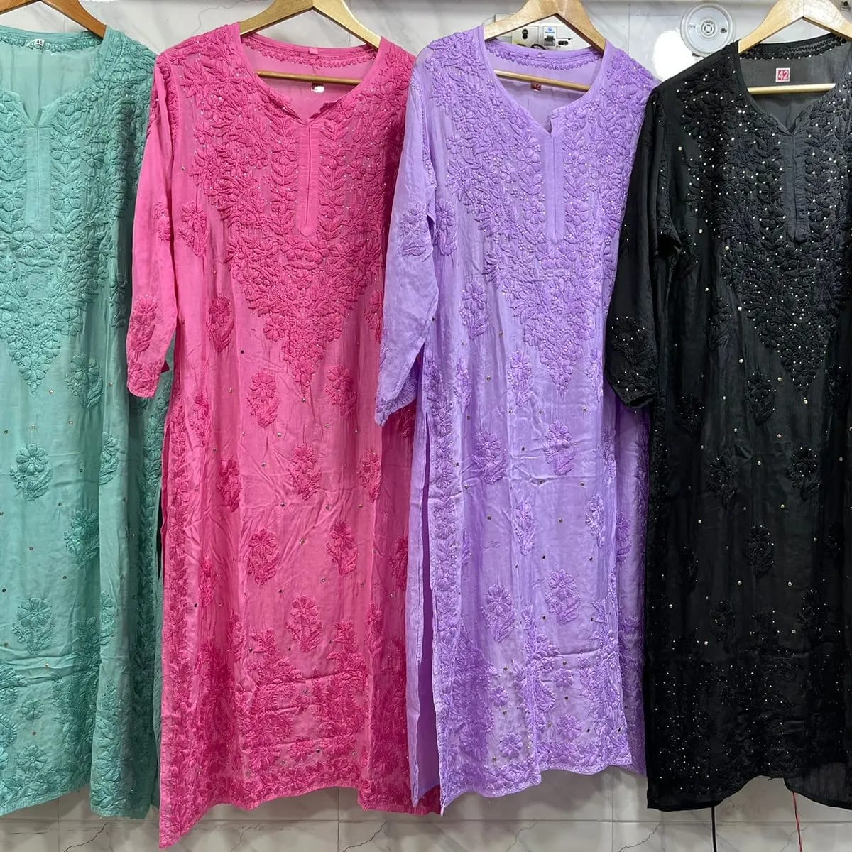 Black Modal Mukesh work Premium chikankari work Kurta