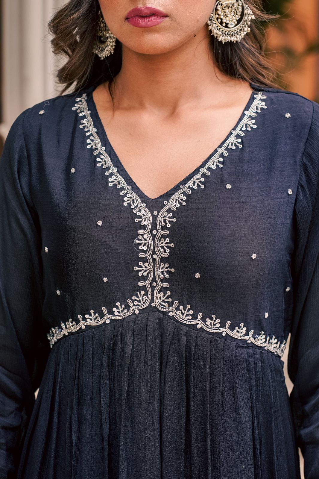 Black jardoshi handwork alia cut suit