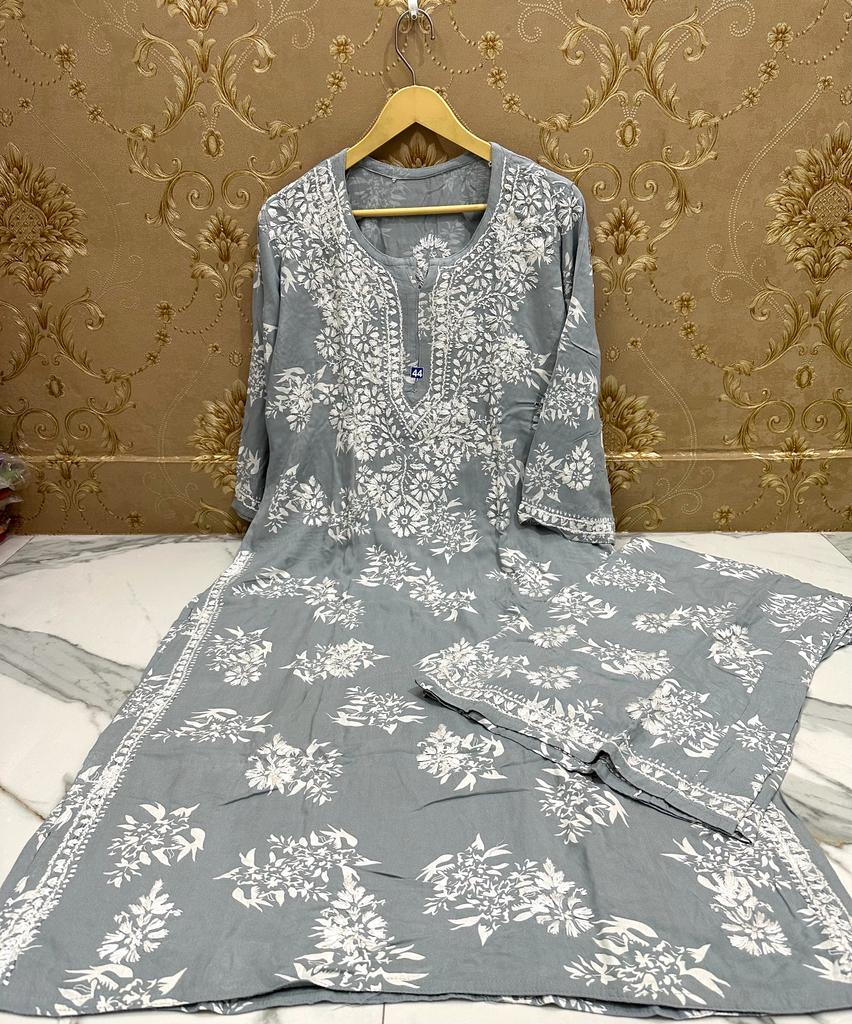 Rayon Lucknowi kurti and Palazzo set