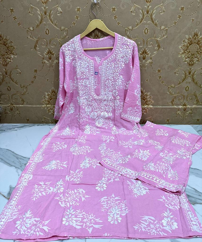 Rayon Lucknowi kurti and Palazzo set