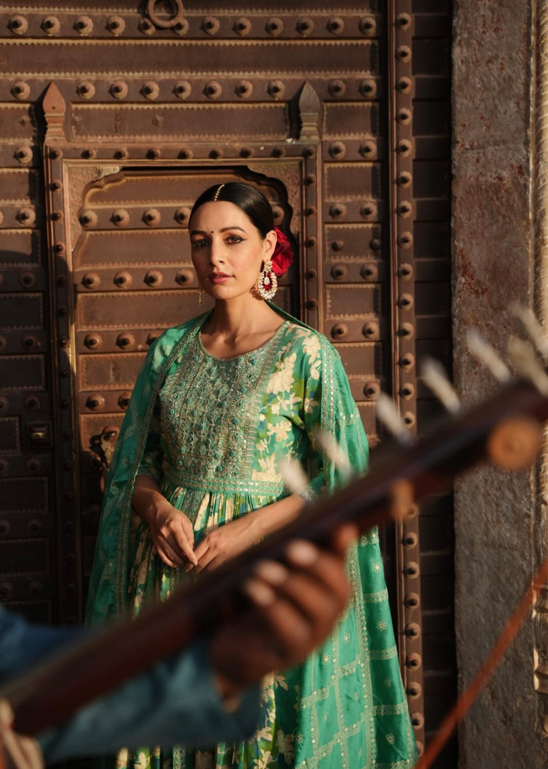 Green Premium Rayon Front slit kurta set