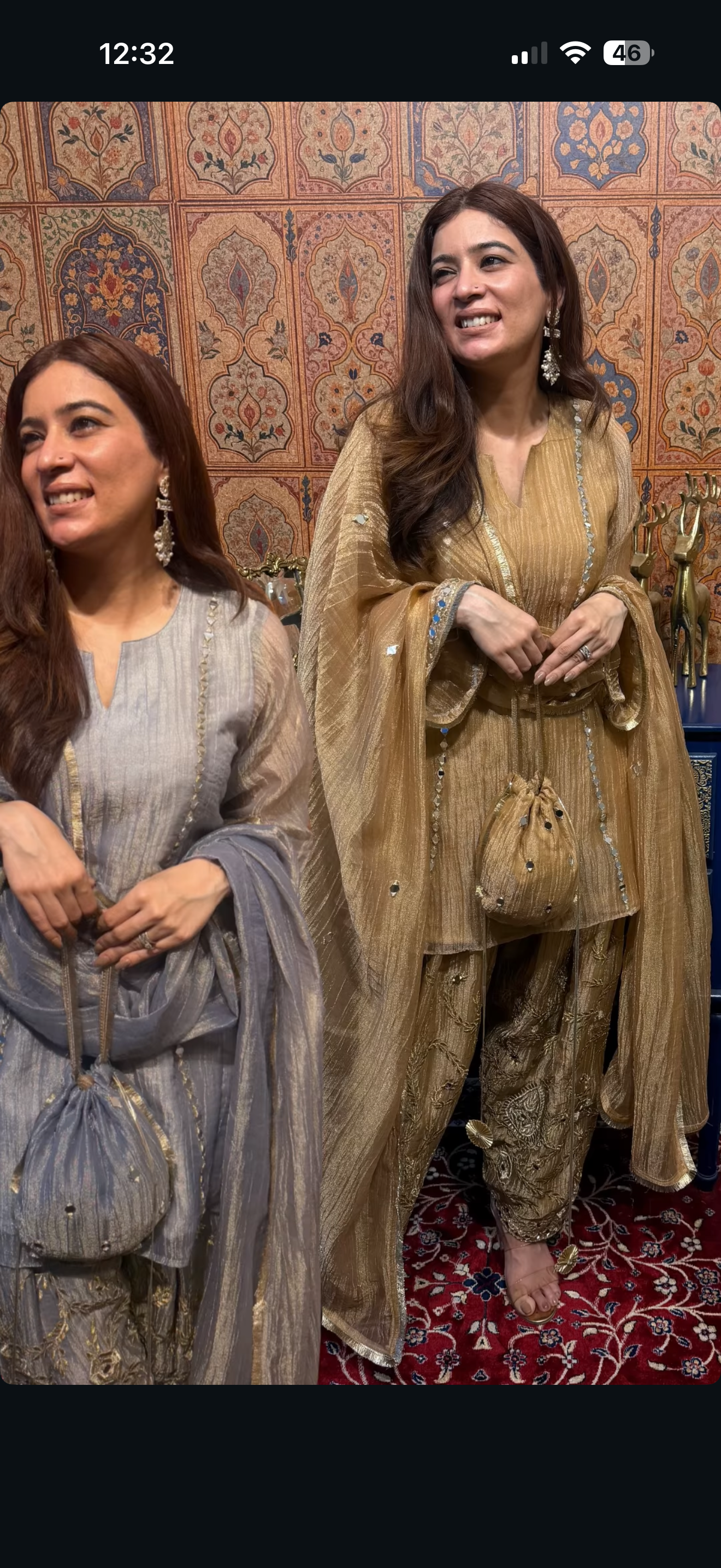 Blueish Grey Farshi salwar suit with heavy mirror and gota work