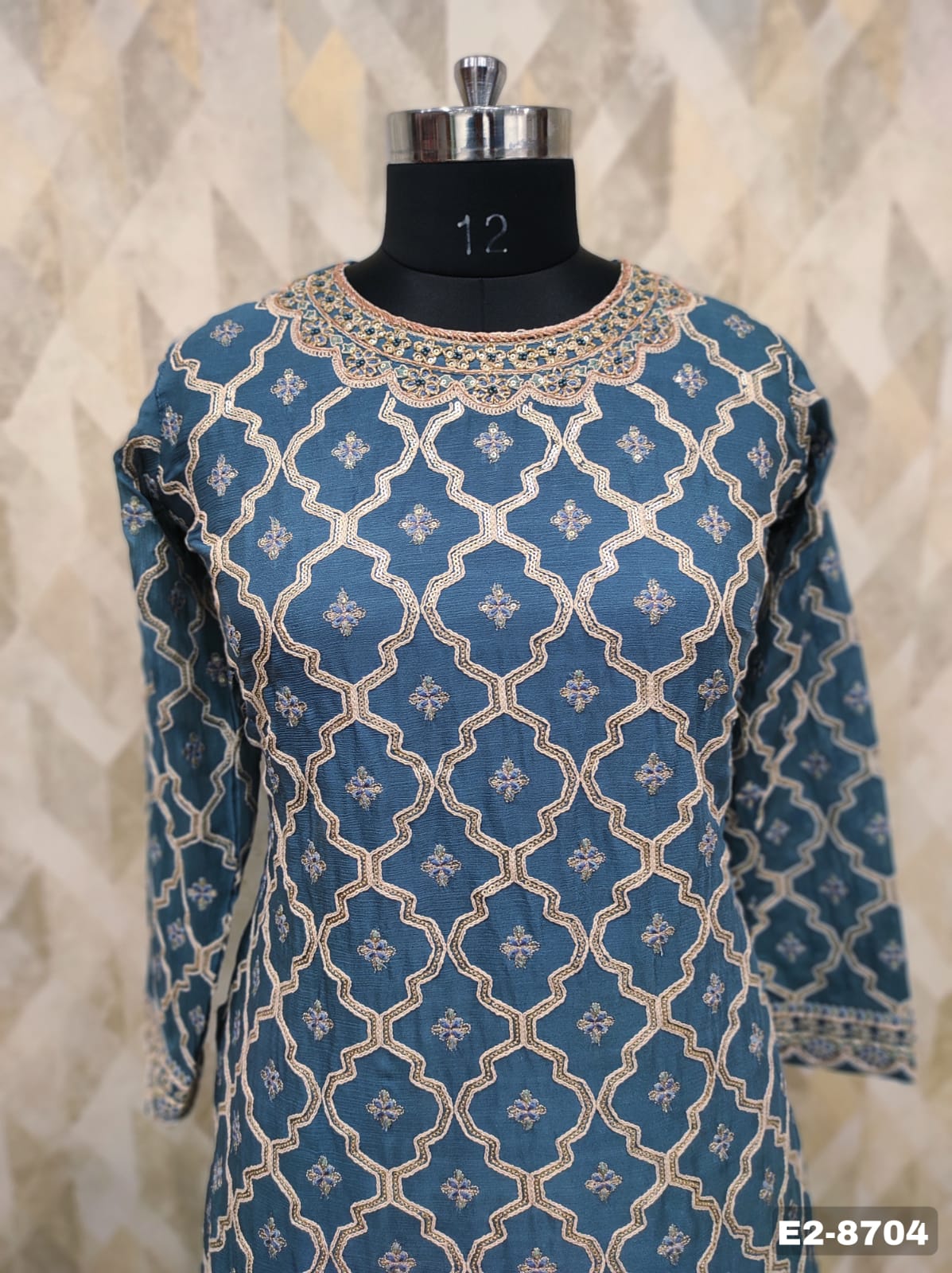 Blue Heavy handwork Sharara set