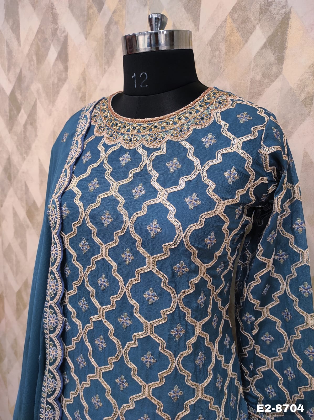 Blue Heavy handwork Sharara set