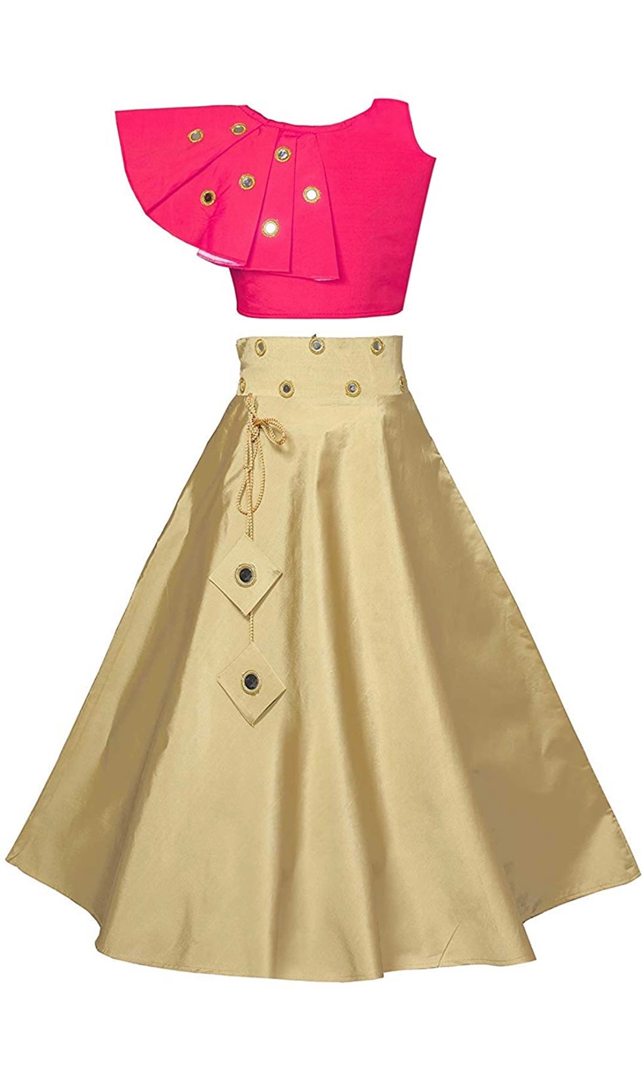 Beautiful Pink Foil Mirror work Lehenga choli for girls