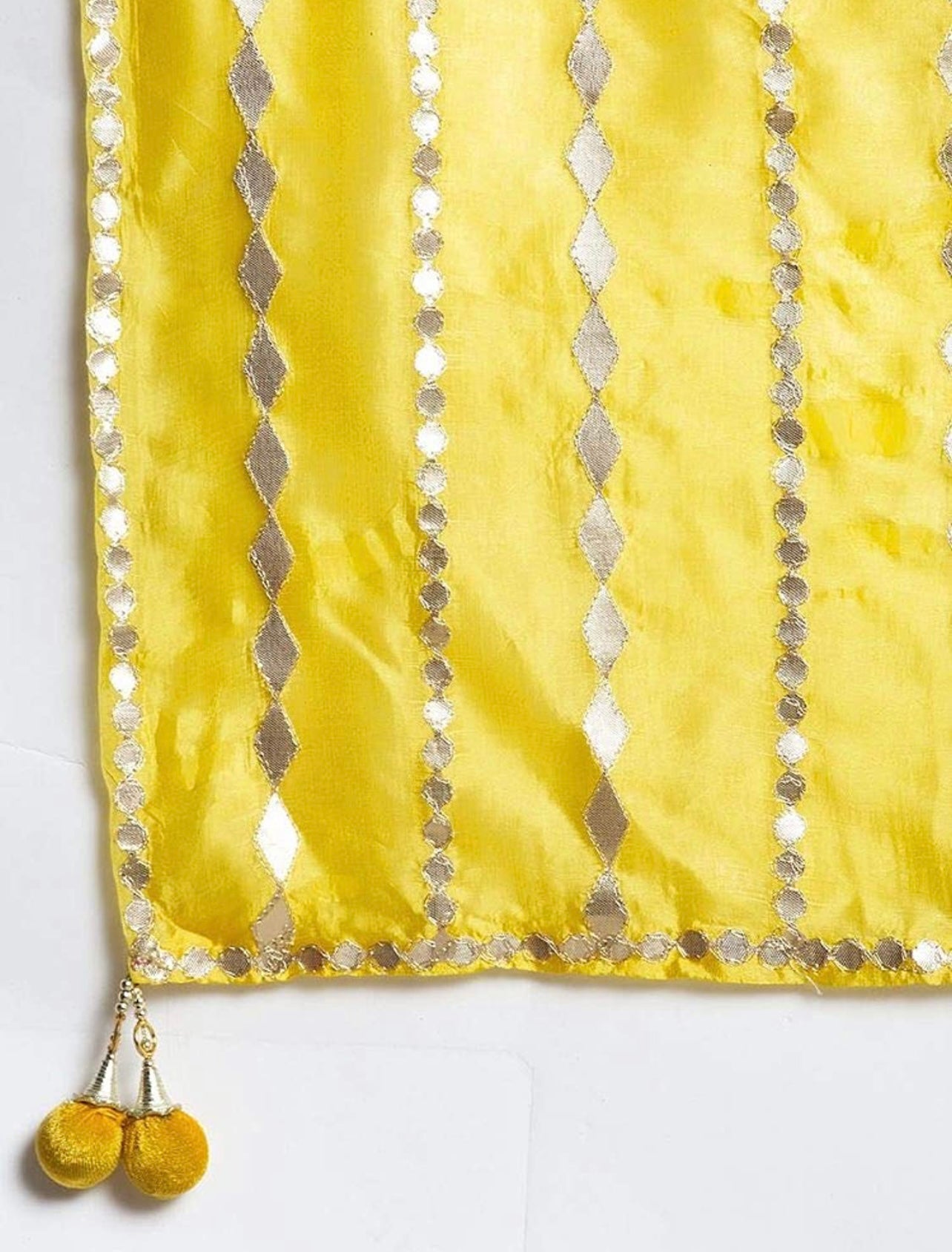 Yellow heavy Silk Dupatta with all over Gota patti work