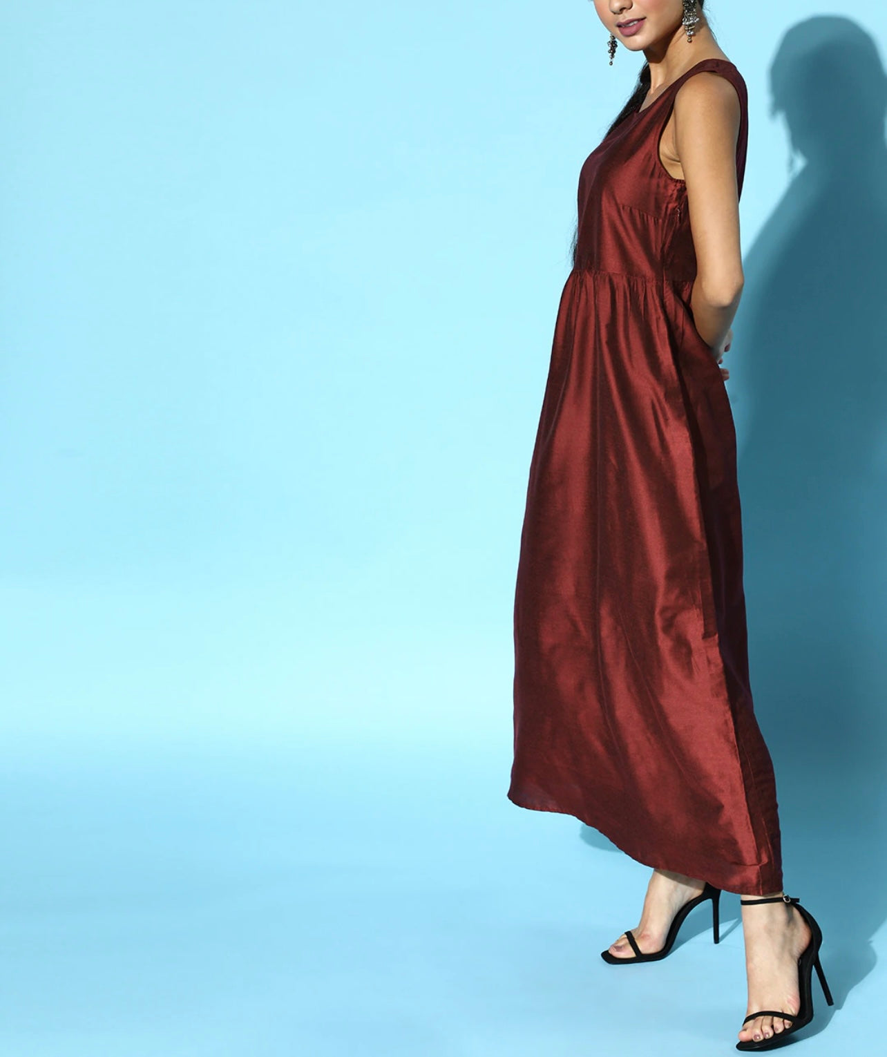 Maroon Ethnic motifs elegant long Kurta with jacket