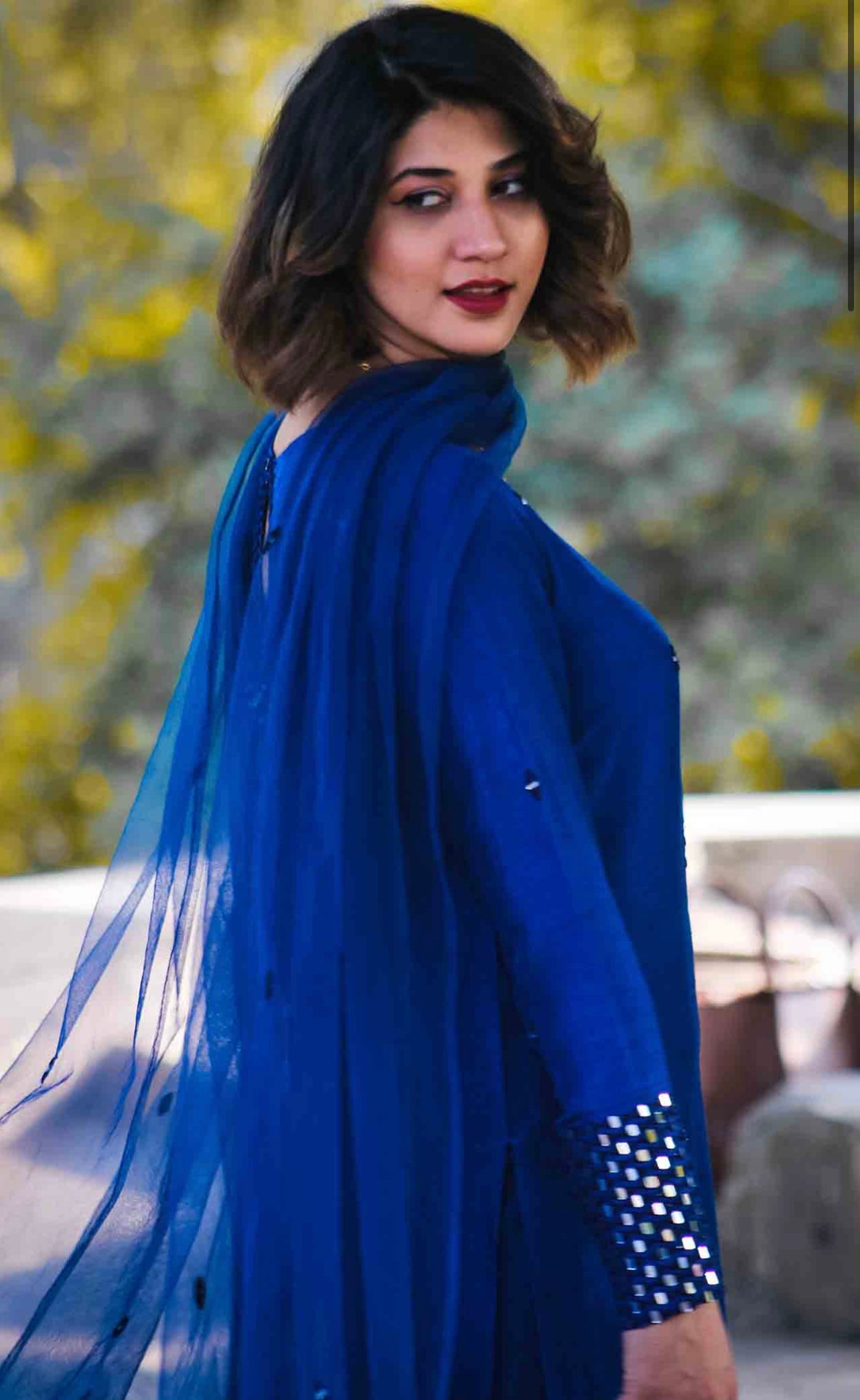 Marina Navy Blue Raw silk Elegant Heavy Mirror work Full sleeves Kurta Set