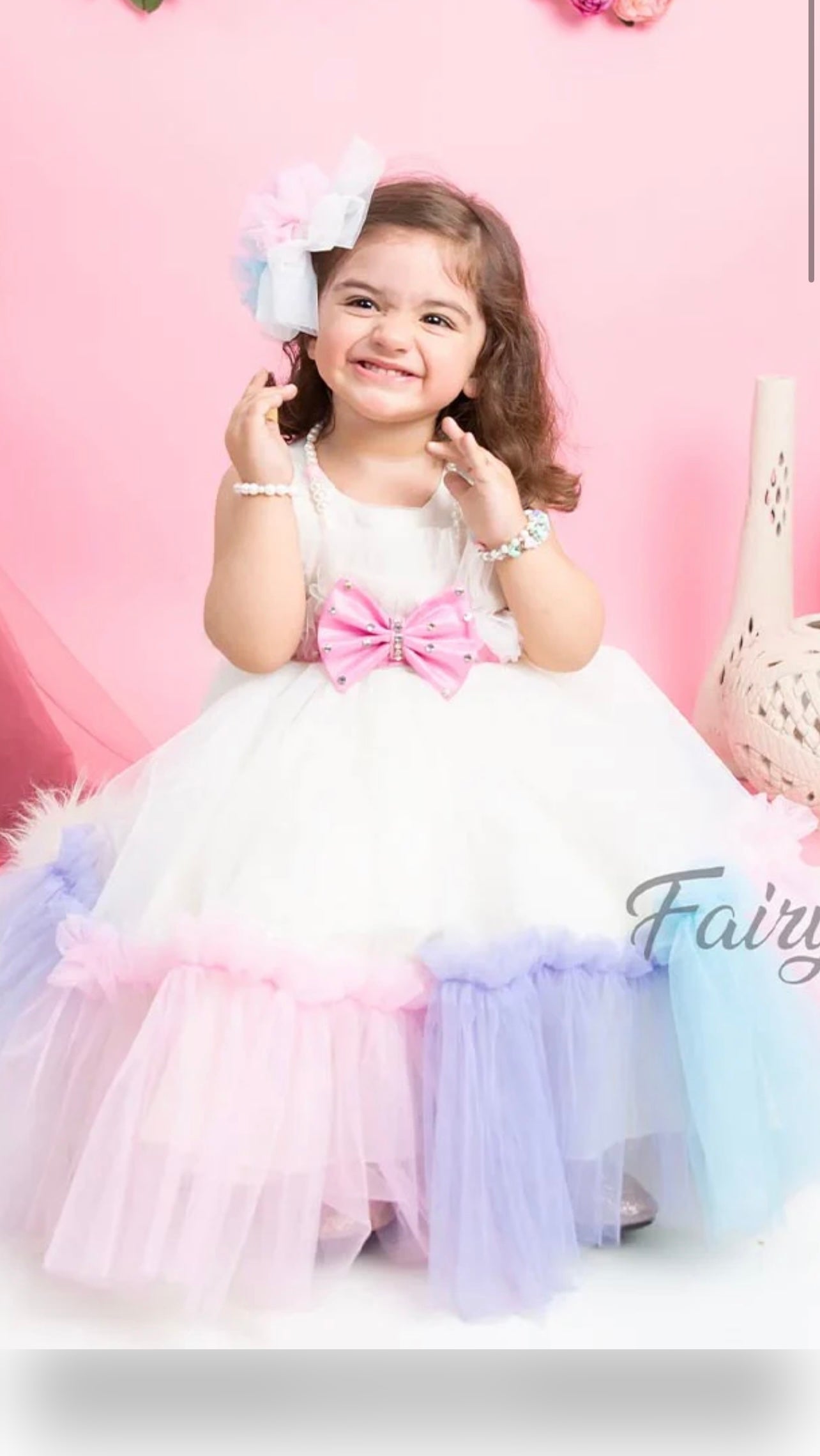 Multi Pastel color Princess dress for girls Indi Ethnics Multi Pastel color Princess dress for girls Indi Ethnics