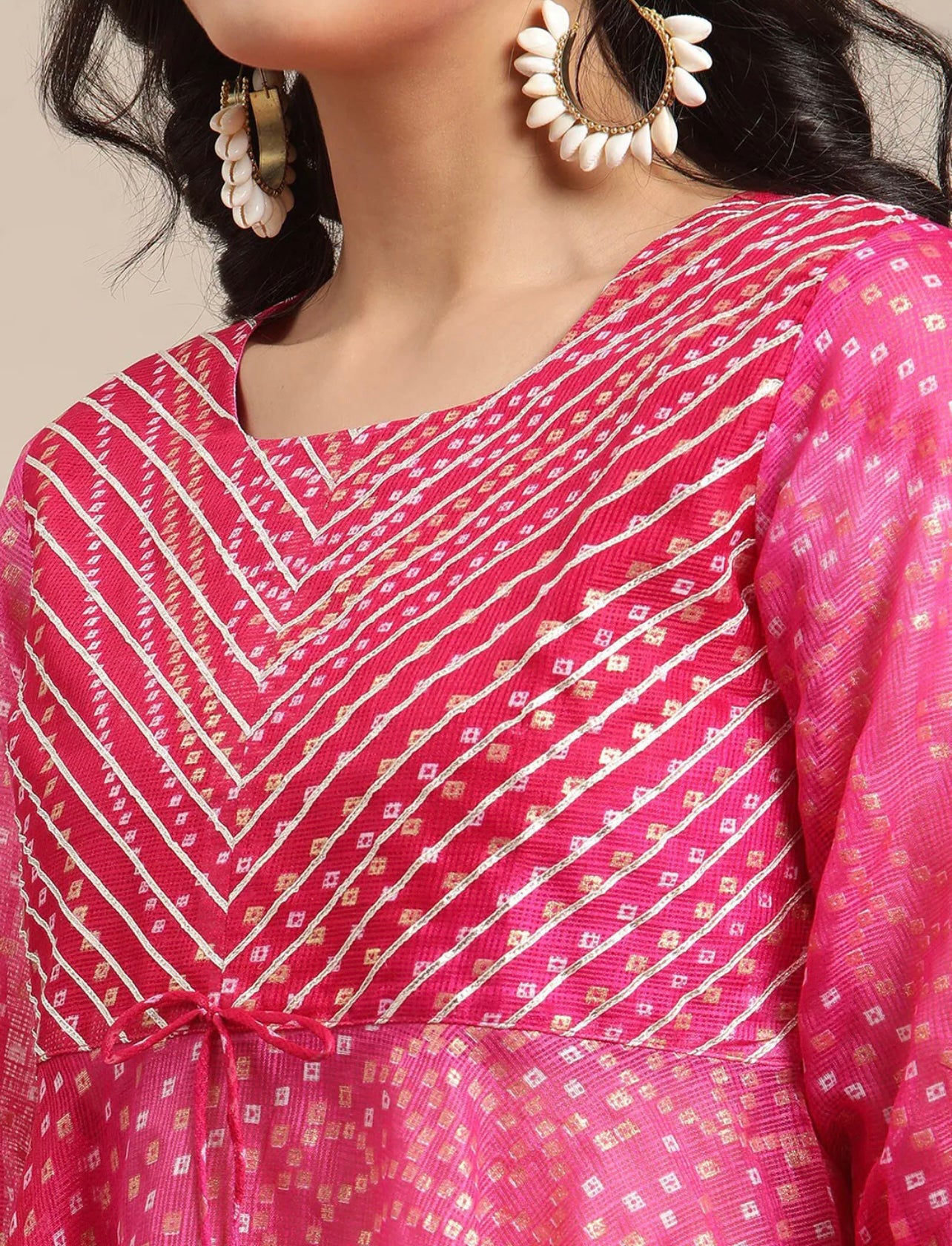 Hot Pink Peplum top and sharara set
