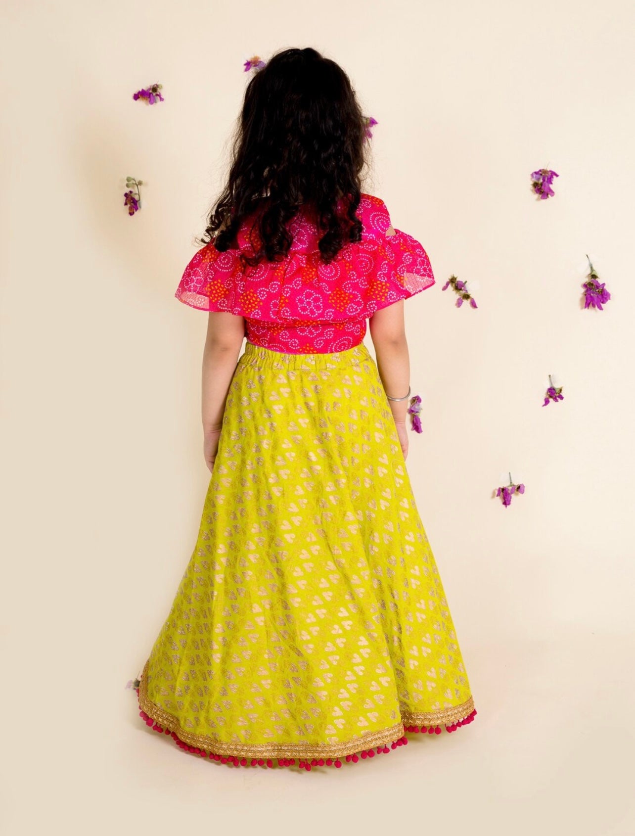Girls beautiful green and pink lehenga choli