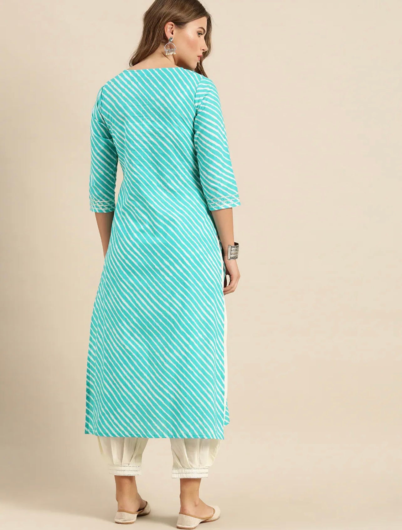 Trendy Sky blue pure cotton kurta with gota patti work
