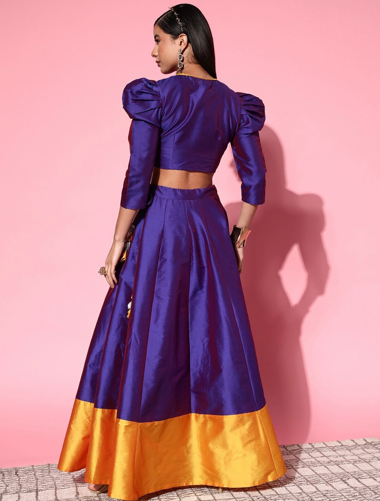 Elegant Purple Silk Festive Lehenga Choli