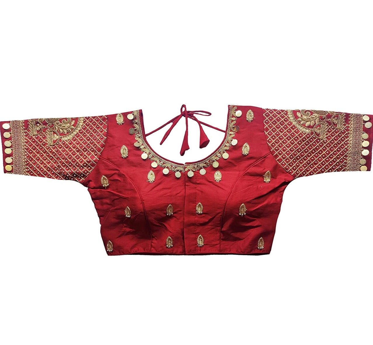 Silk embroidered and embellished readymade saree blouse