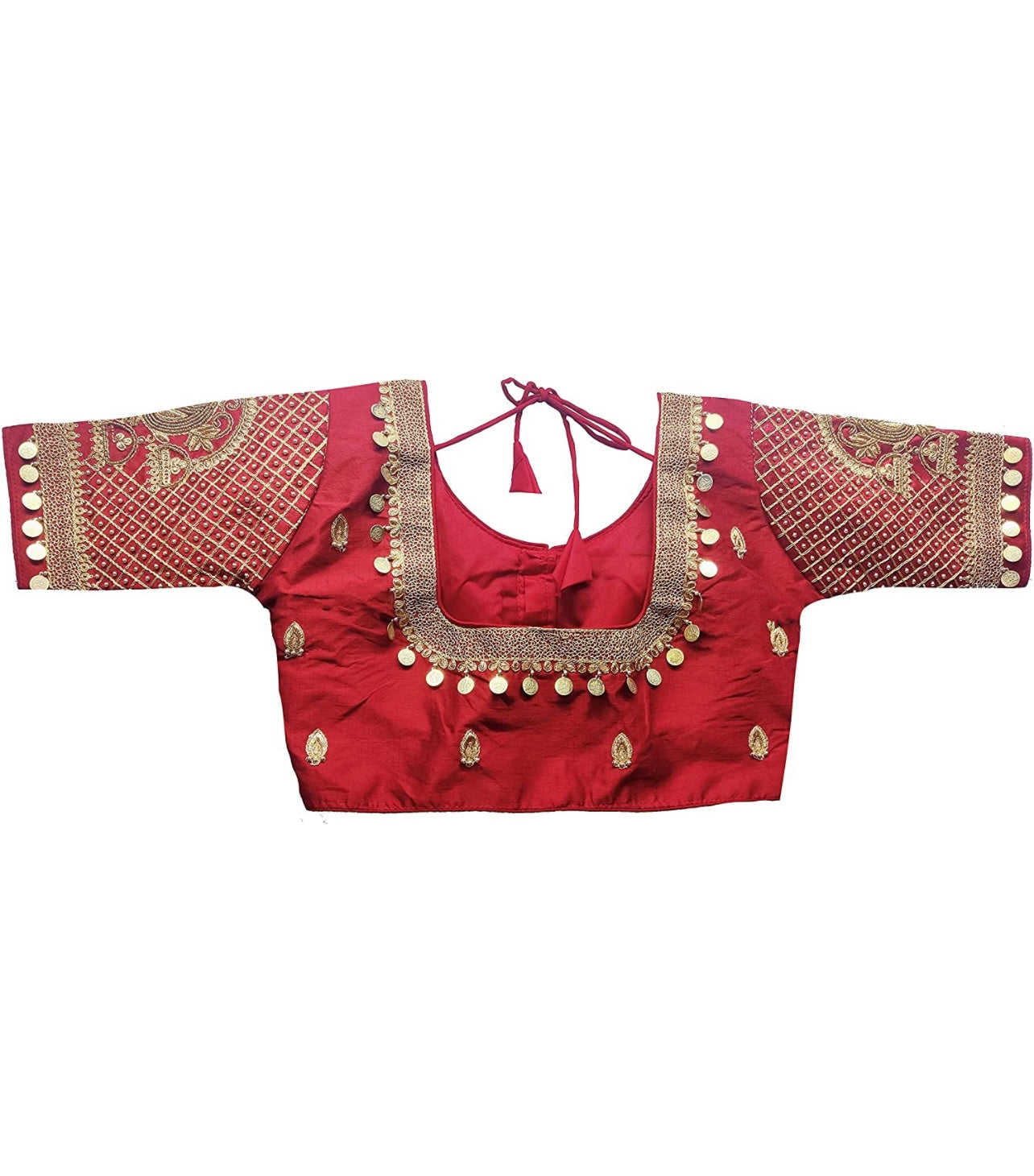 Silk embroidered and embellished readymade saree blouse