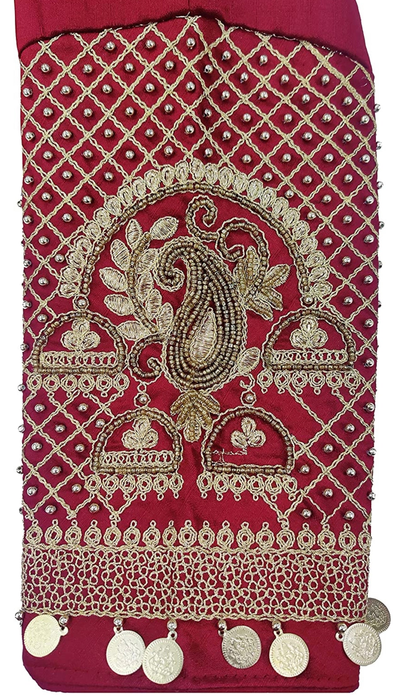 Silk embroidered and embellished readymade saree blouse