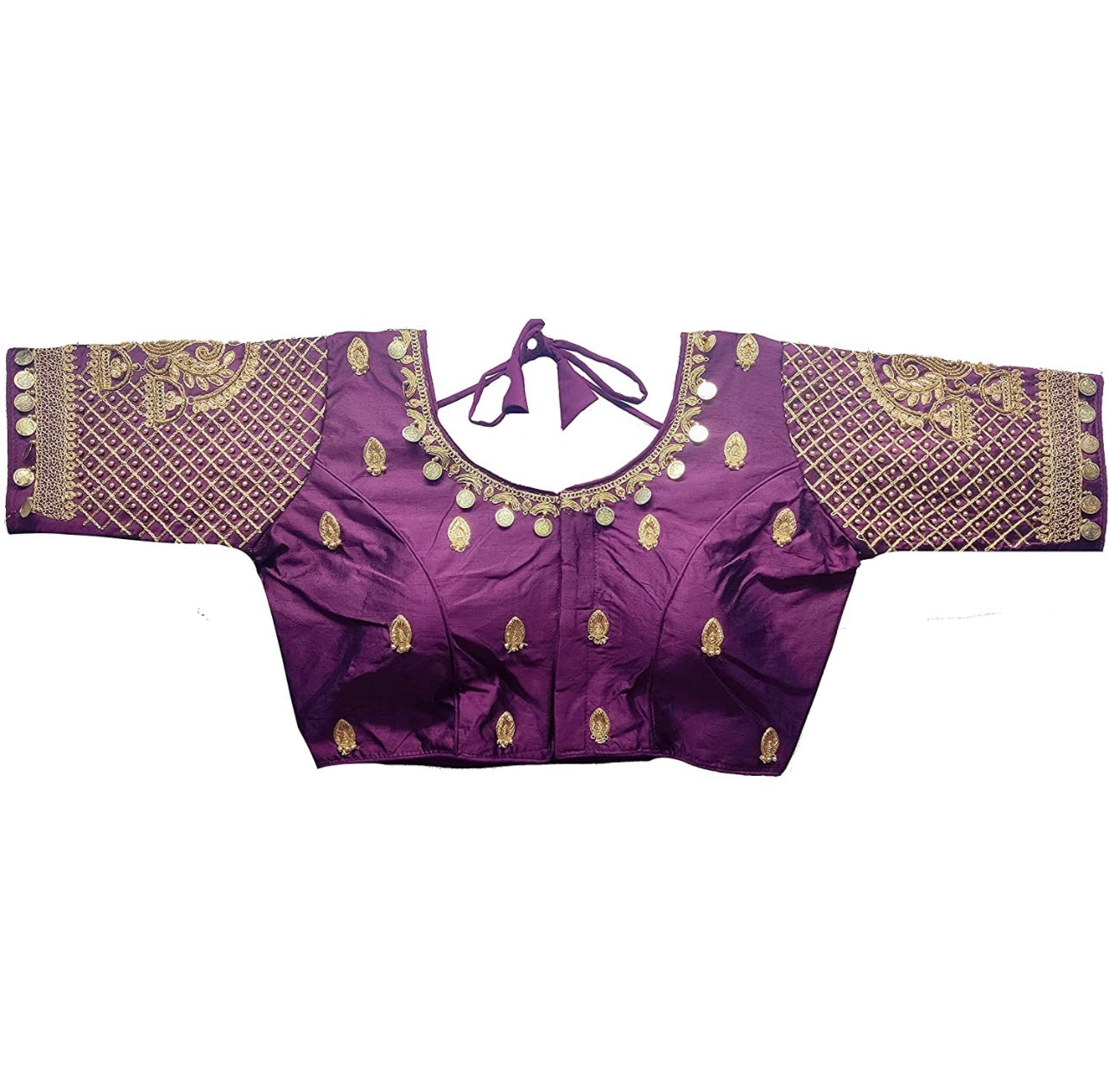 Silk embroidered and embellished readymade saree blouse