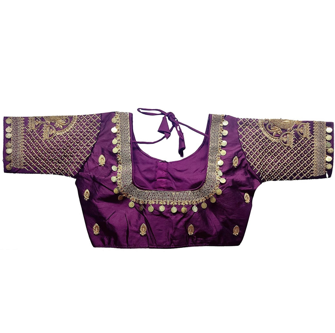 Silk embroidered and embellished readymade saree blouse