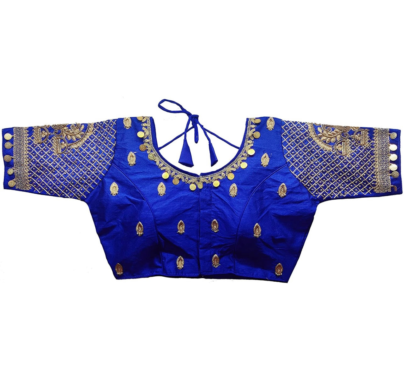 Silk embroidered and embellished readymade saree blouse