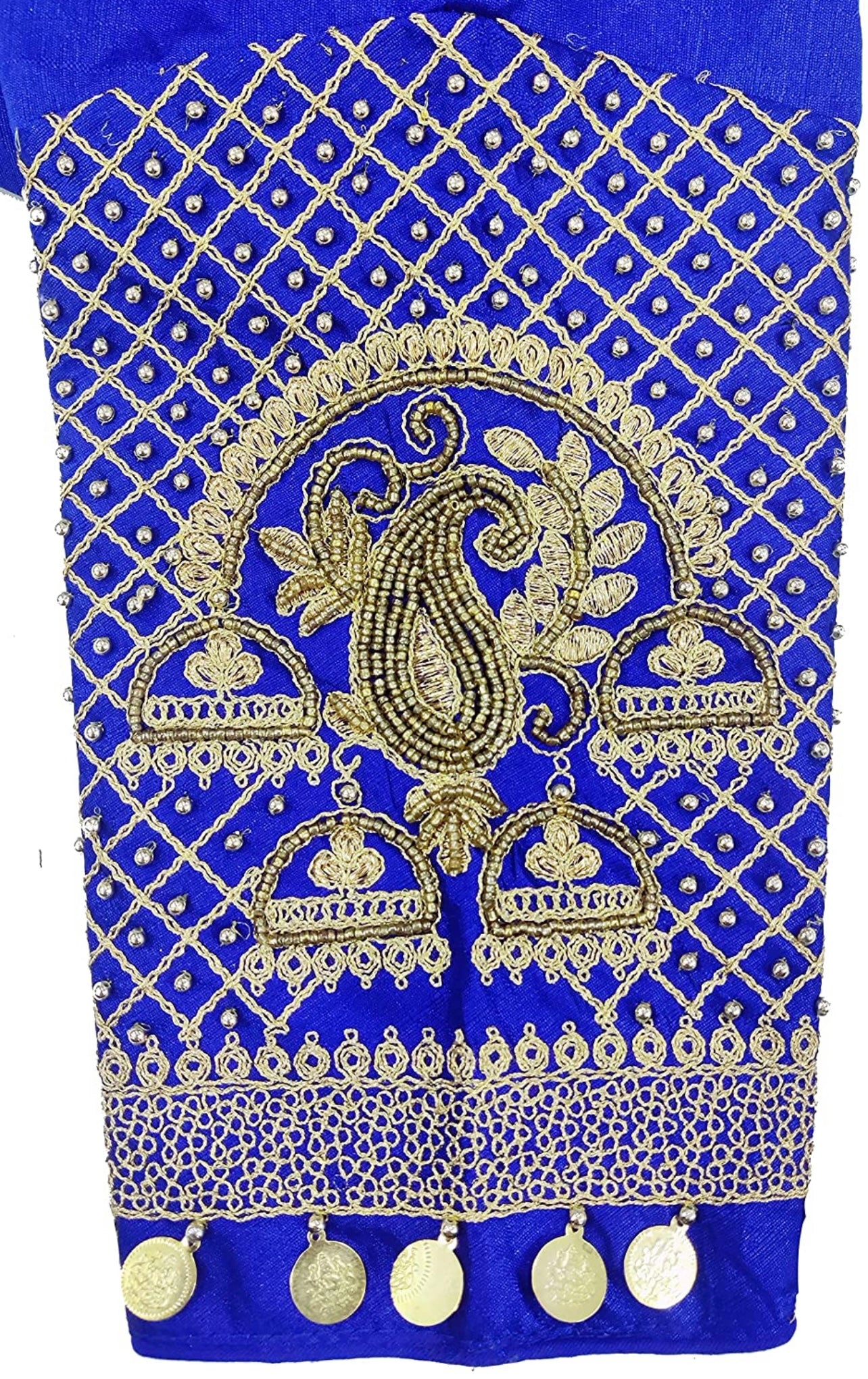 Silk embroidered and embellished readymade saree blouse