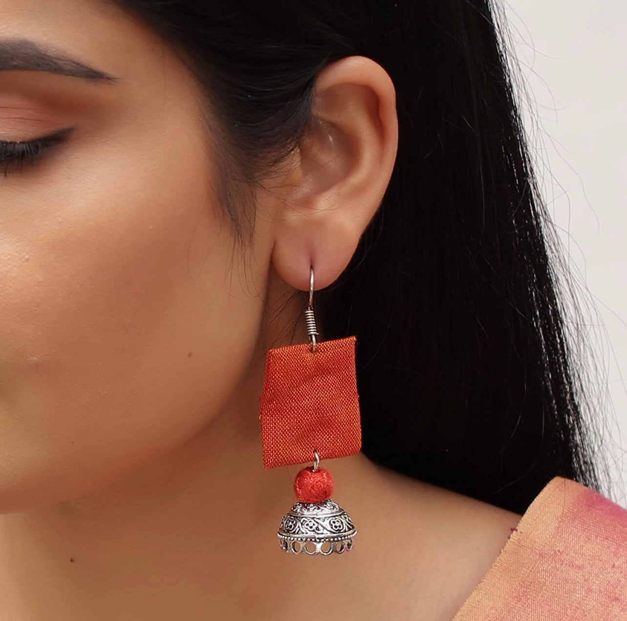 Unique handmade handloom fabric earrings