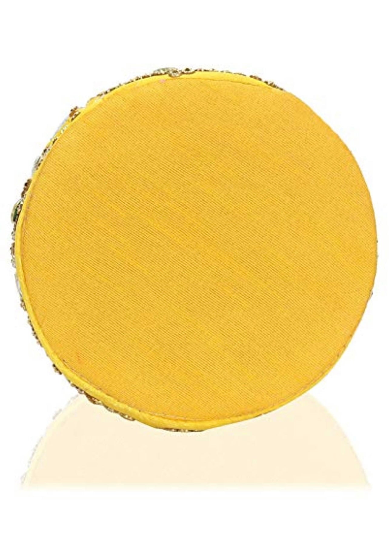 Yellow Trendy Mirror Potli bag with pearl strap