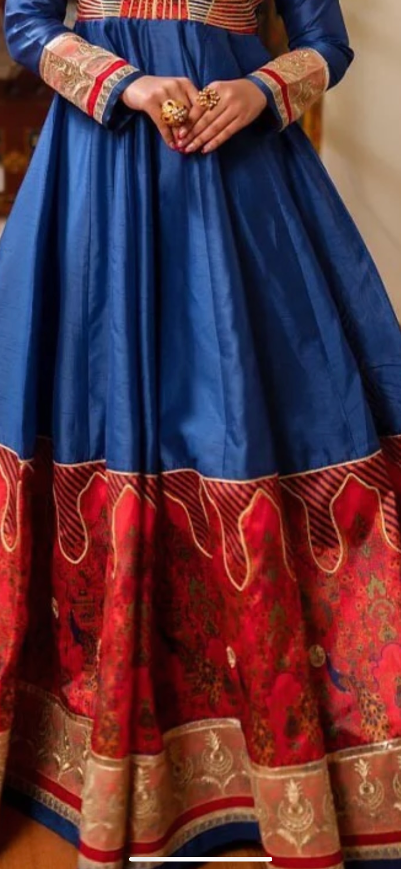 Khwaab Blue Designer Heavy Embroidery Gota work Gown and dupatta