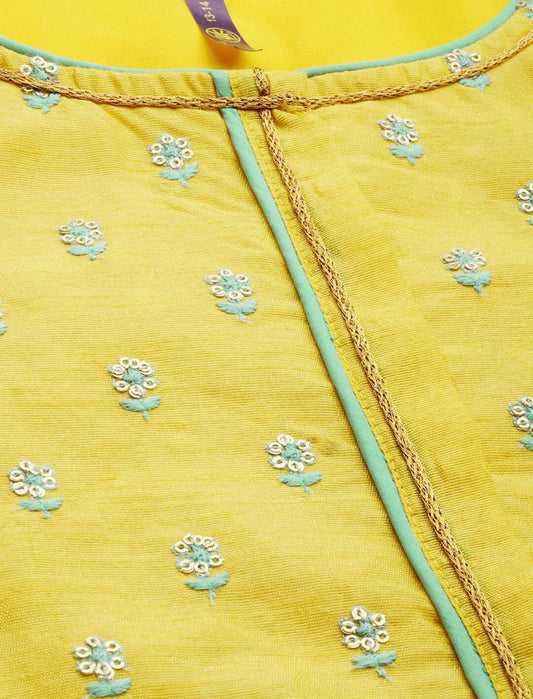 Indi Kids Beautiful Yellow and Pink Partywear Sharara suit