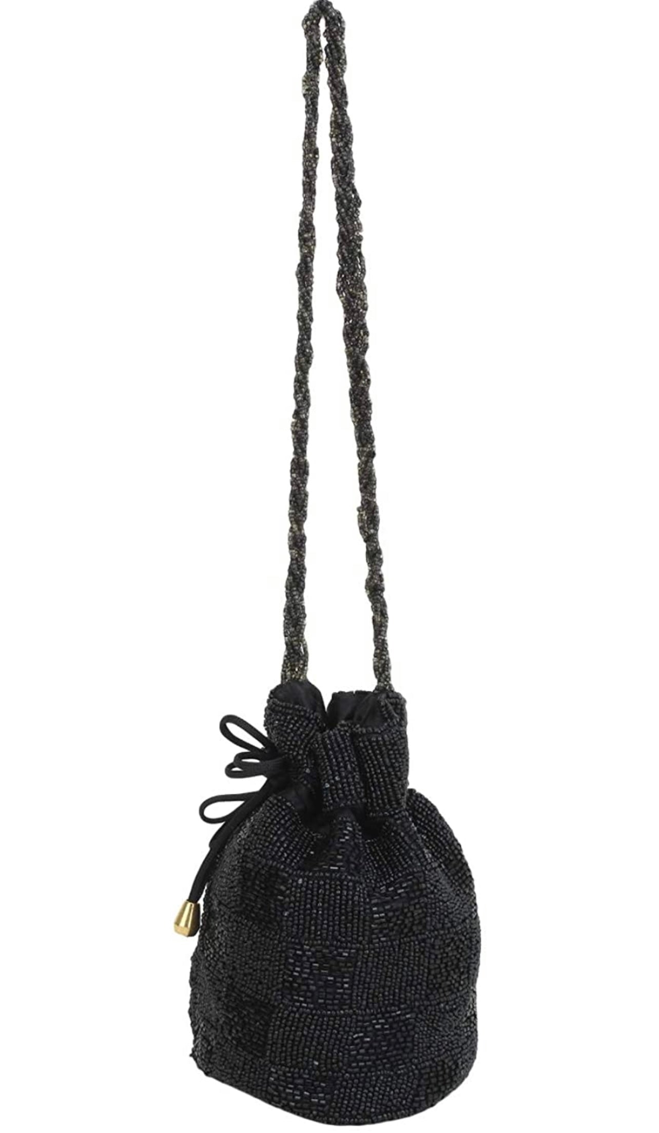 Black Designer Handmade Beaded Potli bag