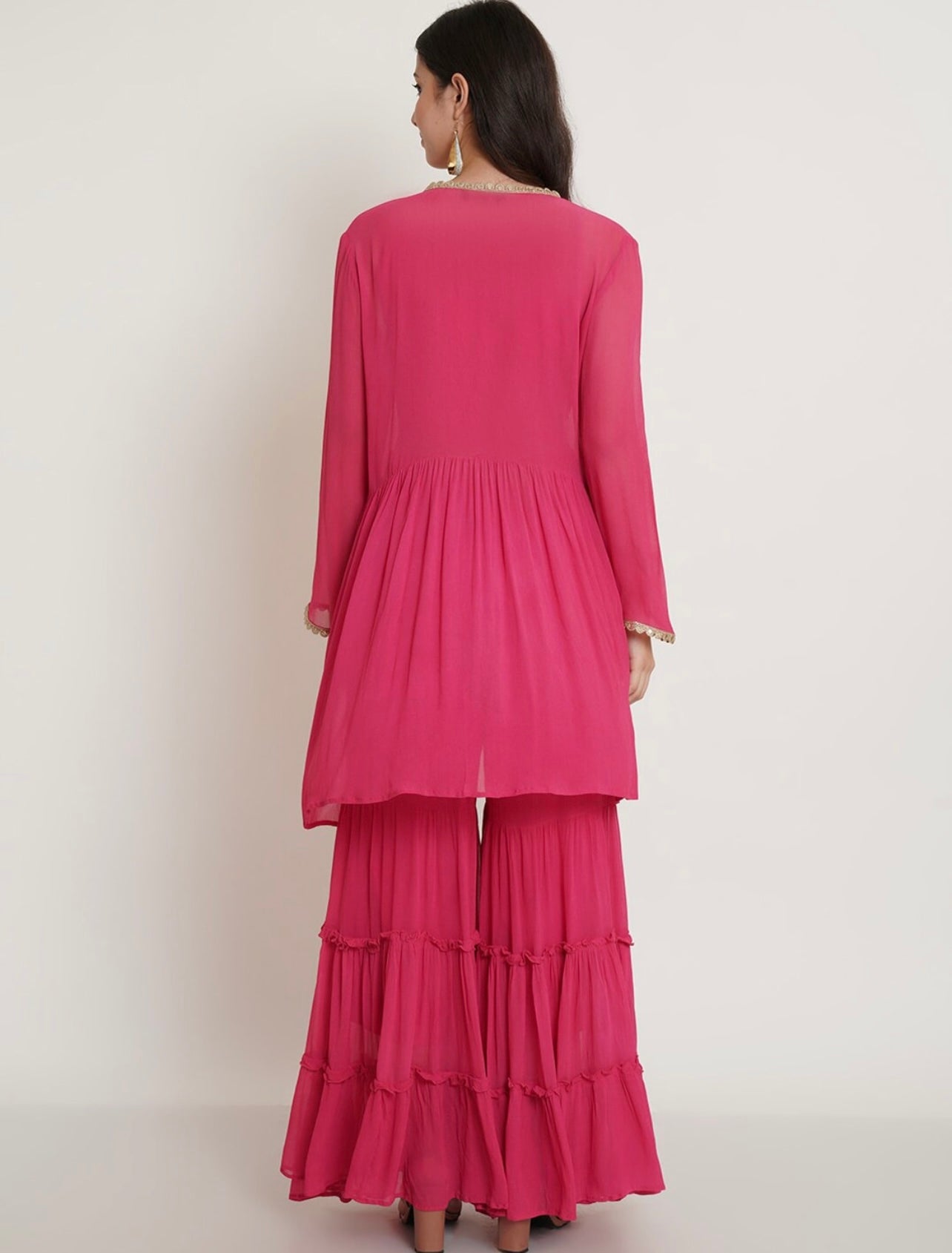 Pink Crop top shrug and Sharara Set