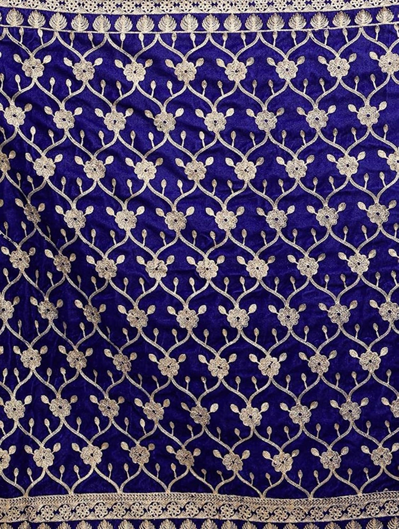 Blue Luxurious Heavy All over work velvet Shawl