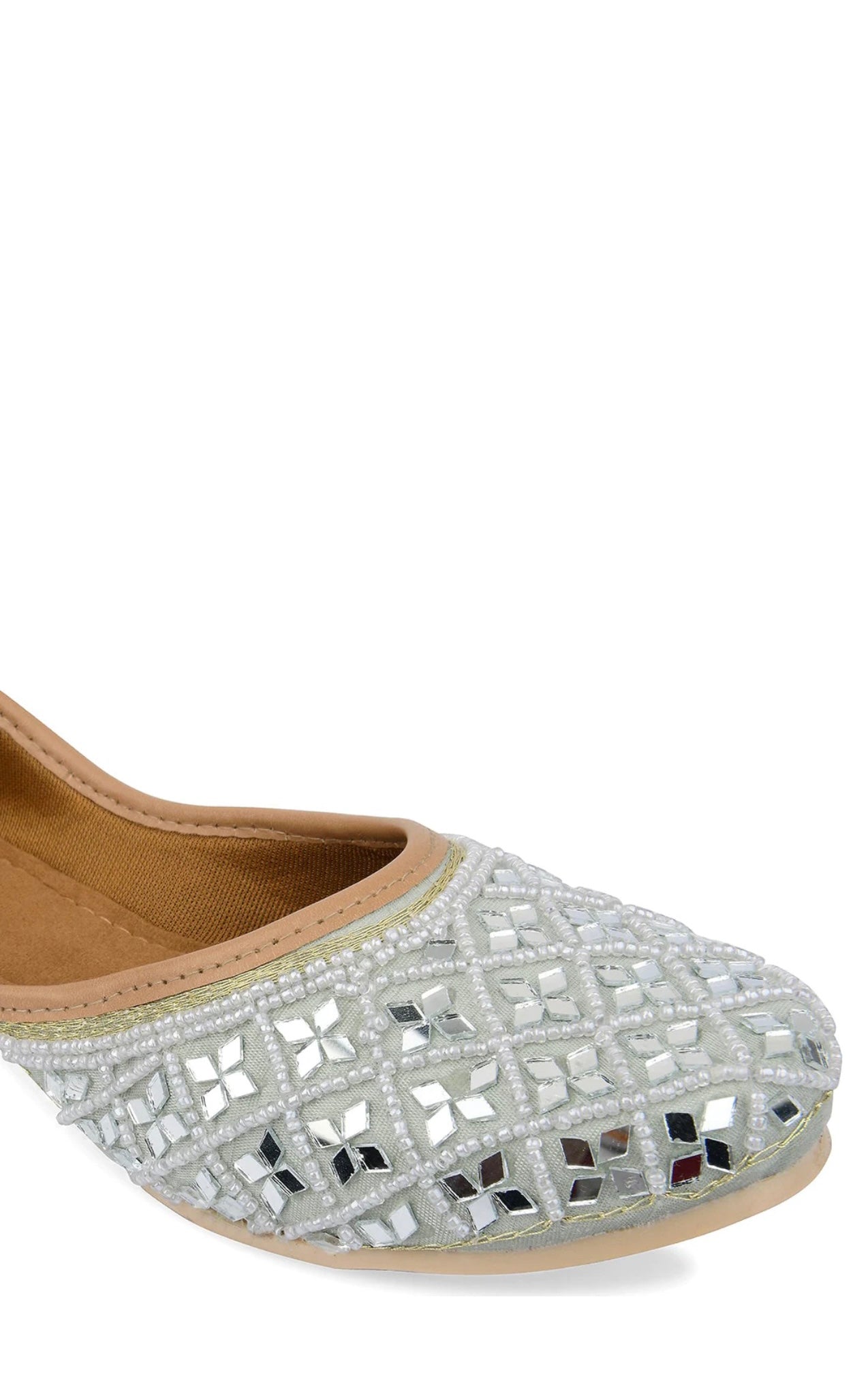 Grey Mirrors and beaded juttis