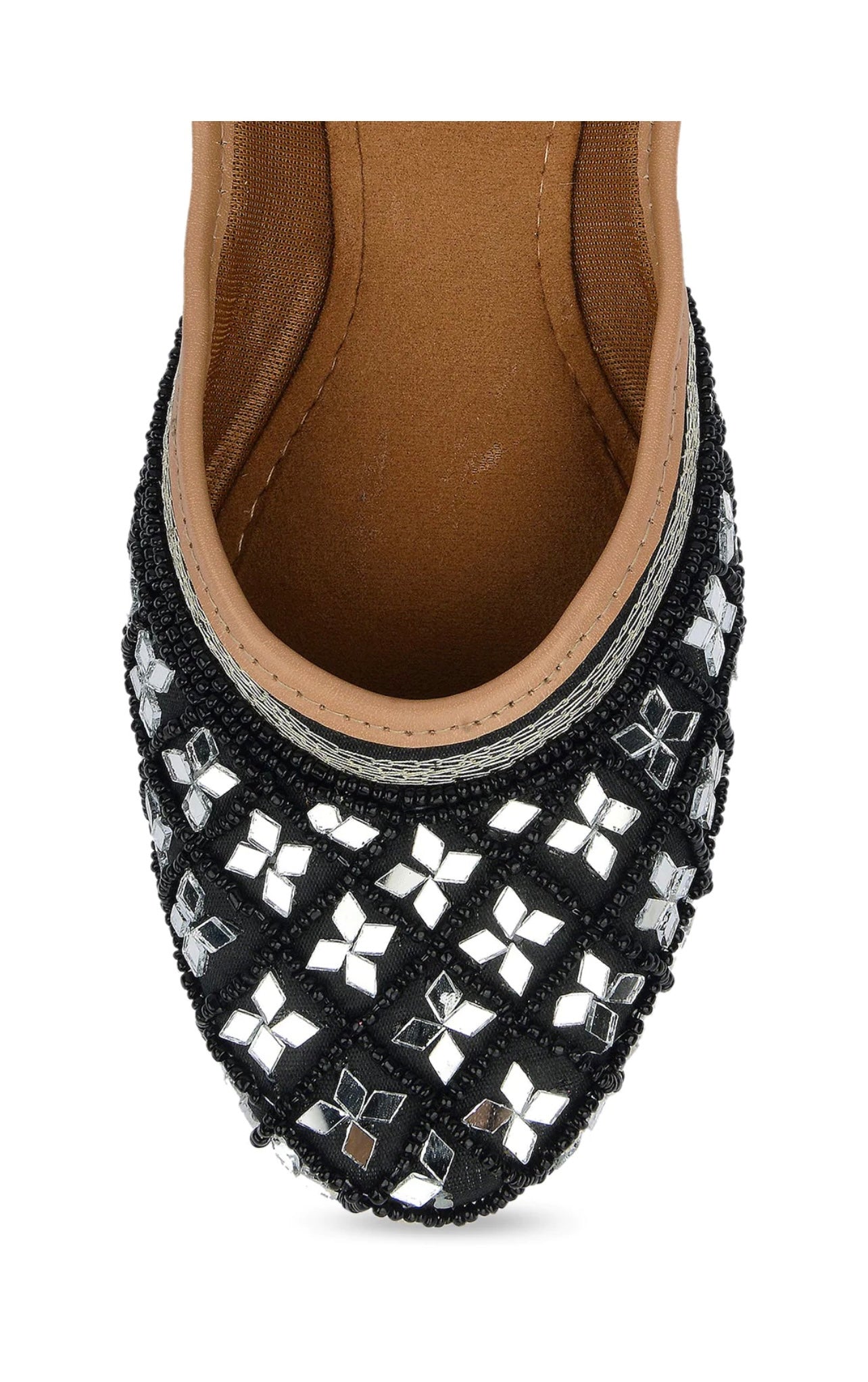 Rubab Black Beaded Mirror Juttis