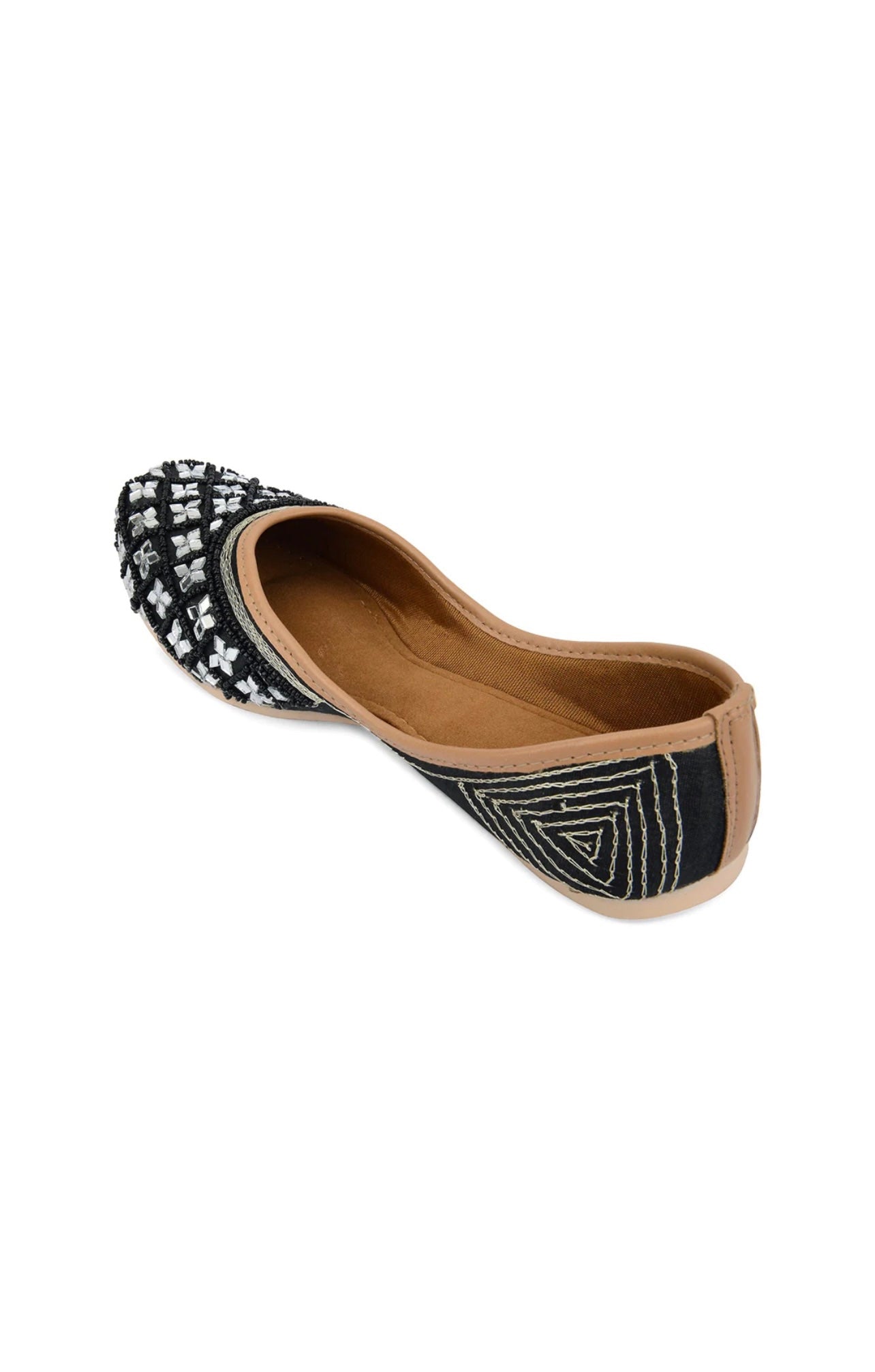 Rubab Black Beaded Mirror Juttis