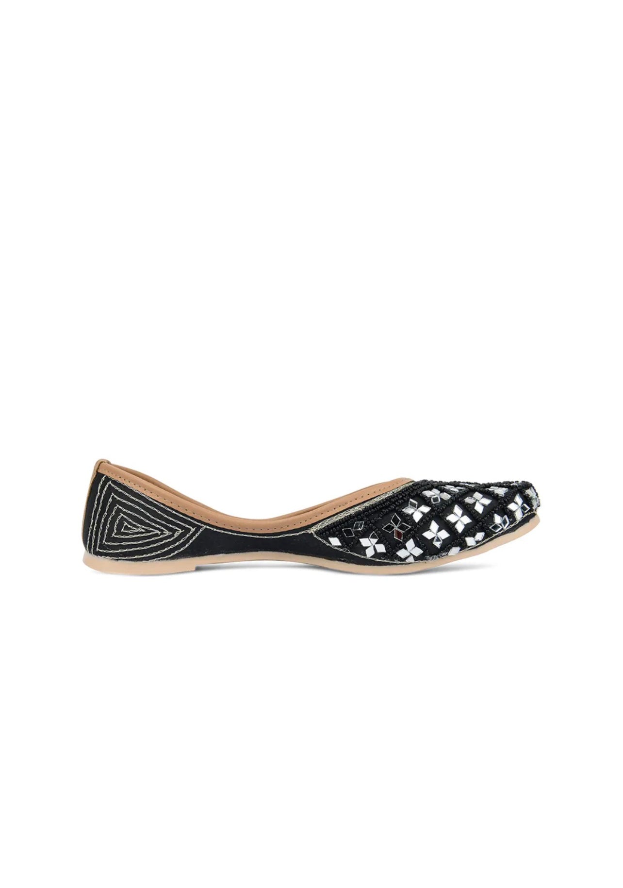 Rubab Black Beaded Mirror Juttis