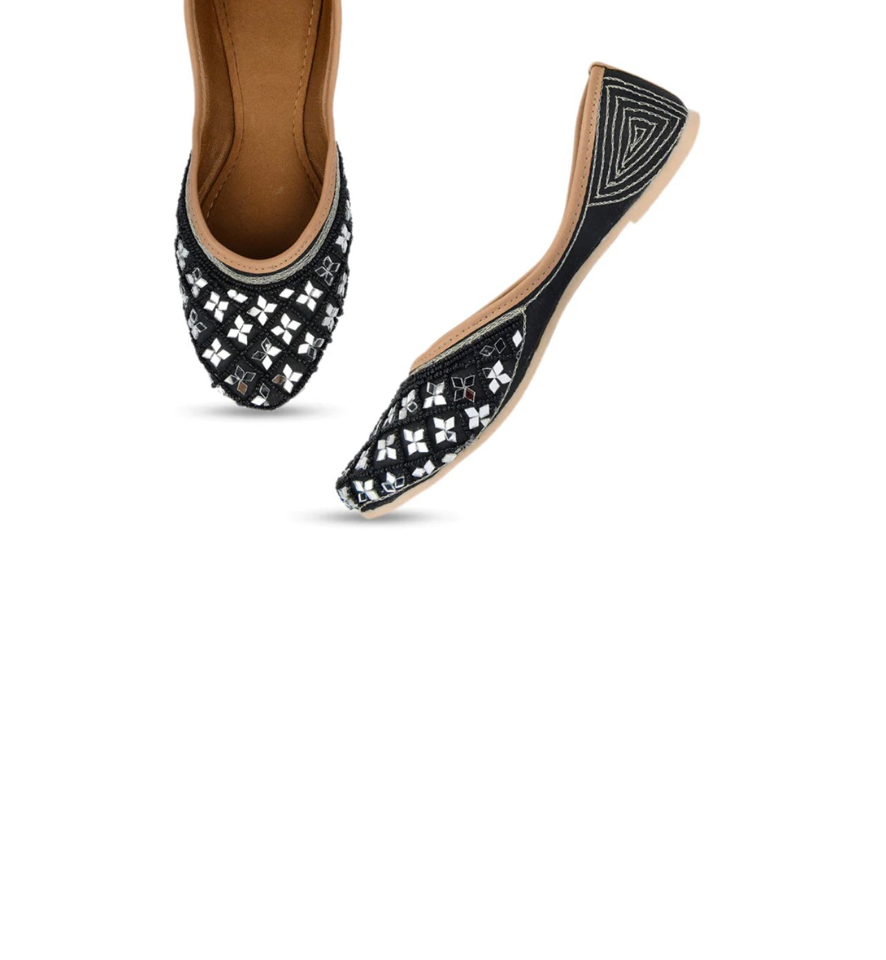Rubab Black Beaded Mirror Juttis