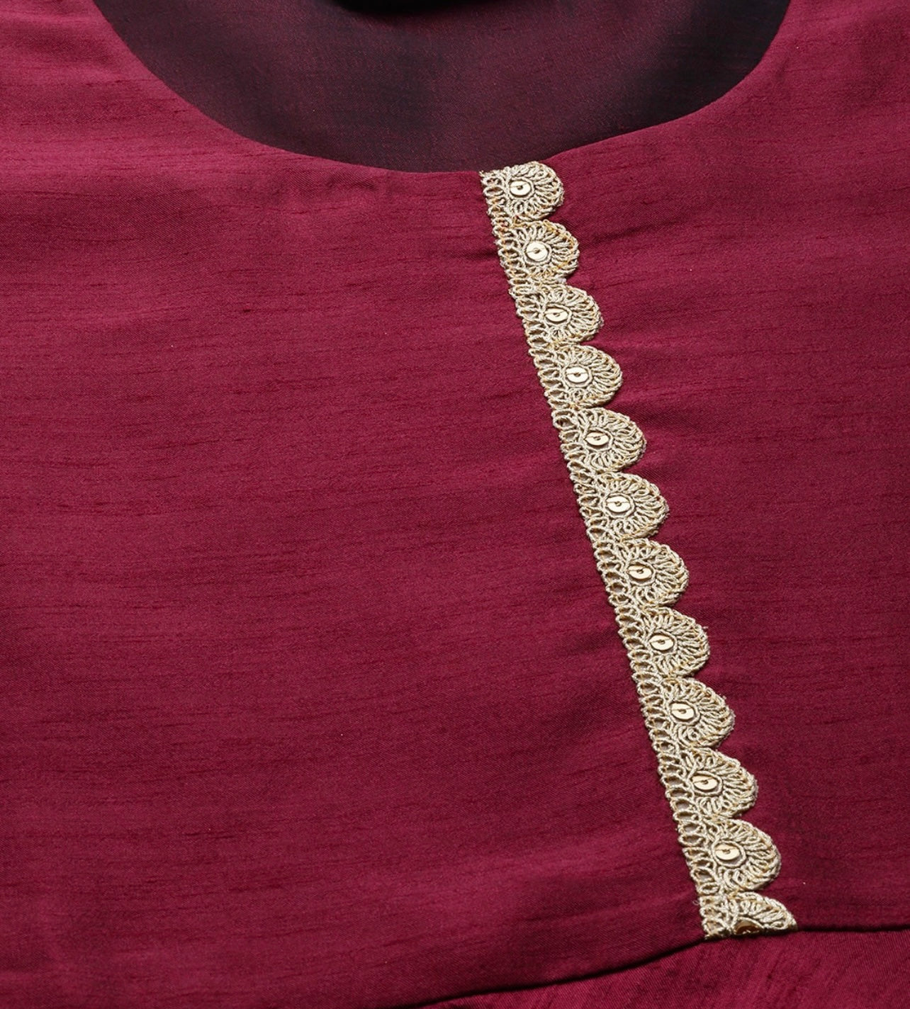 Maroon Chanderi Festive Anarkali Kurta set