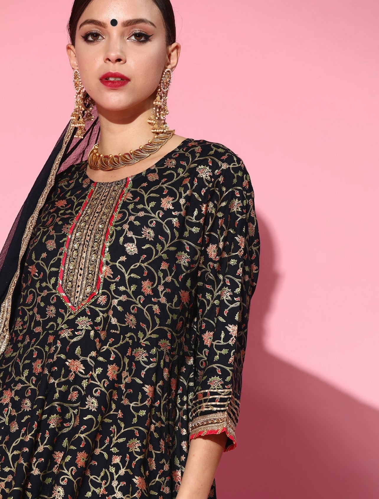 Black Heavy Gota Patti work Sharara set