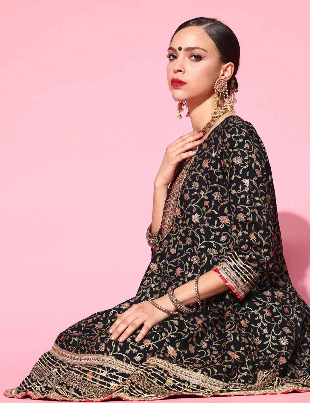Black Heavy Gota Patti work Sharara set