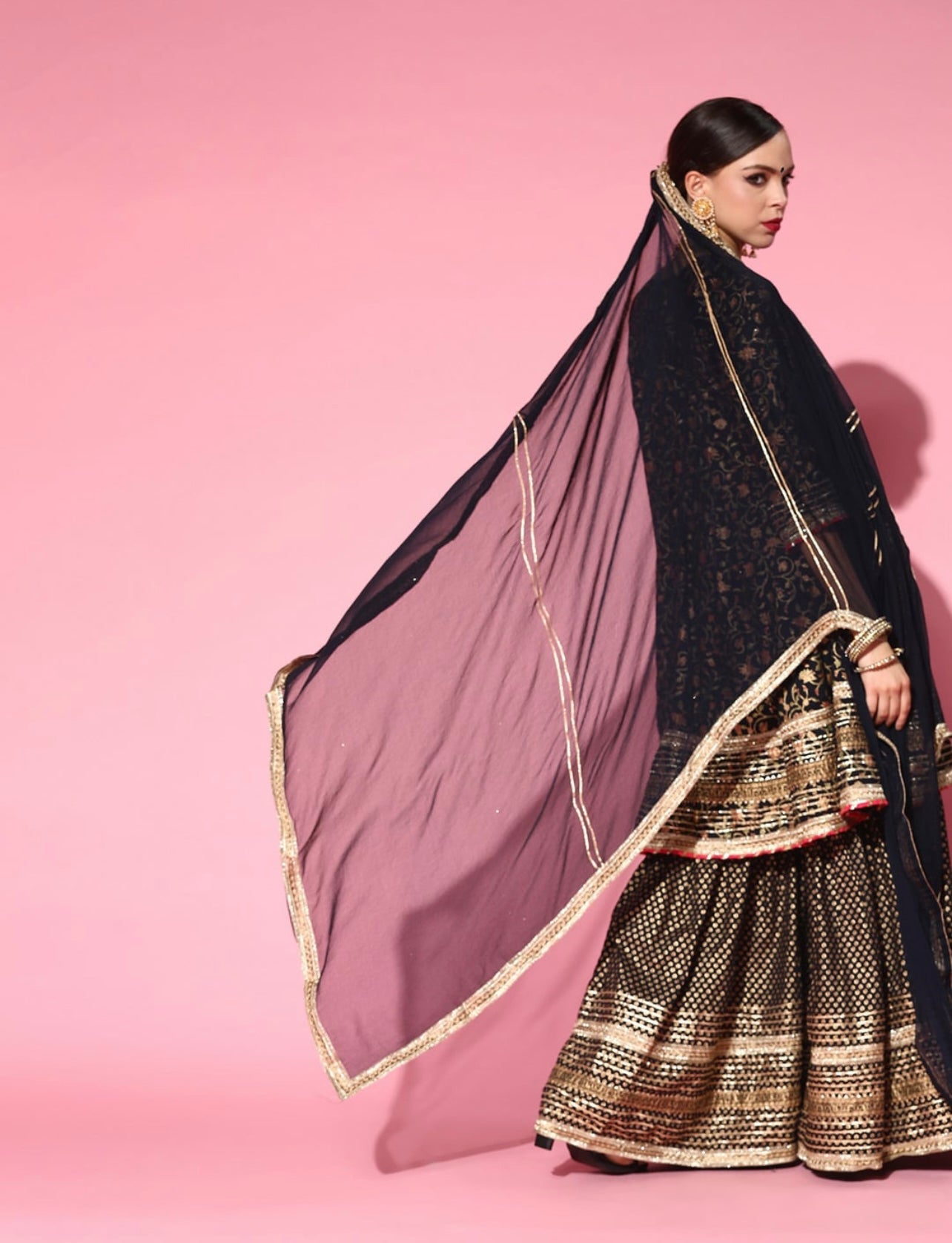 Black Heavy Gota Patti work Sharara set