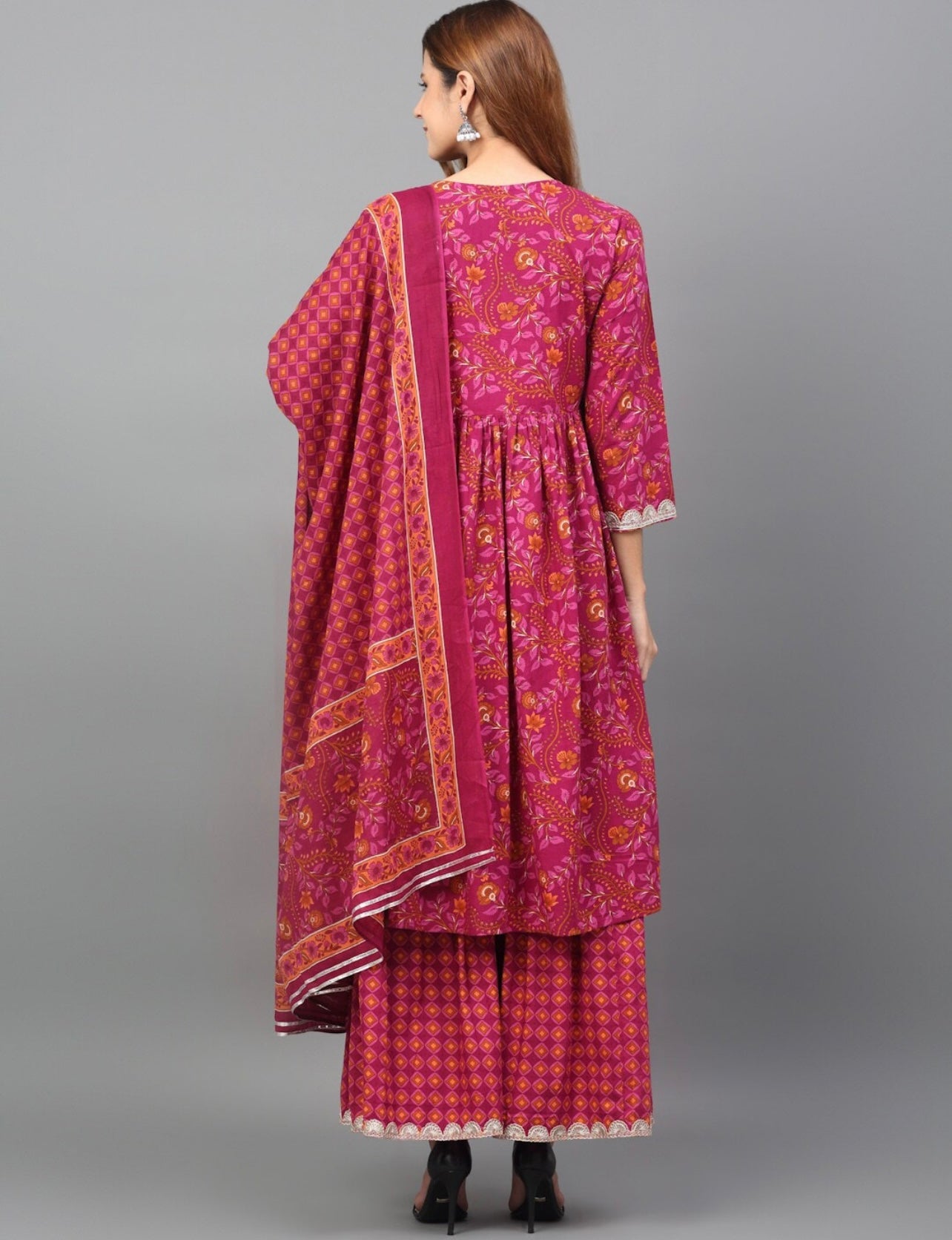 Pink Beautiful Alia Cut kurta with sharara set