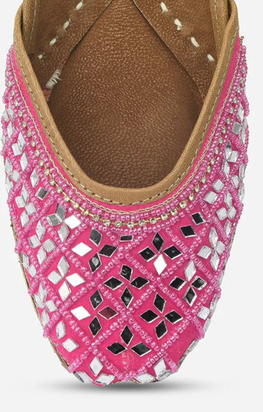 Pink Mirrors and beaded juttis