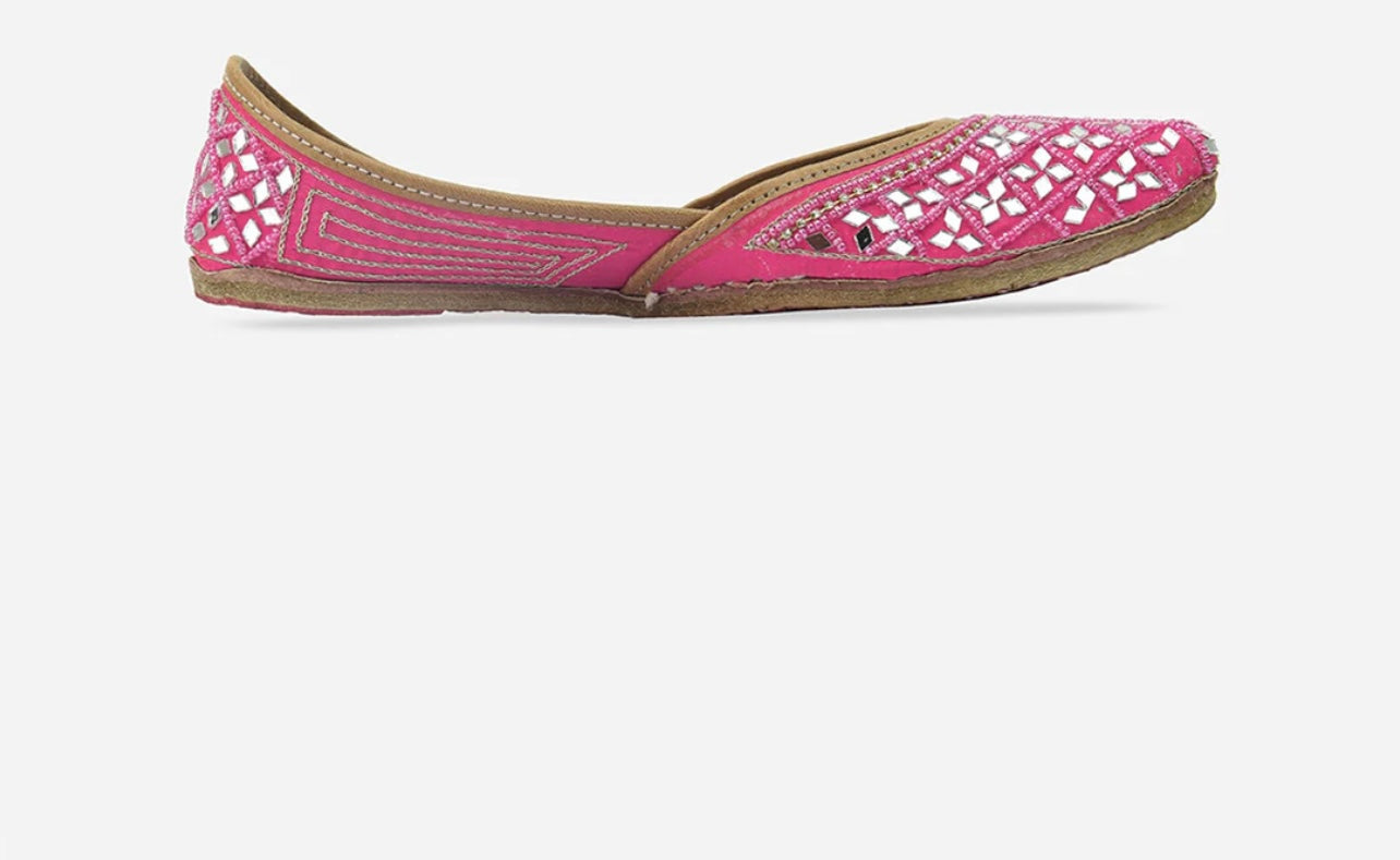 Pink Mirrors and beaded juttis