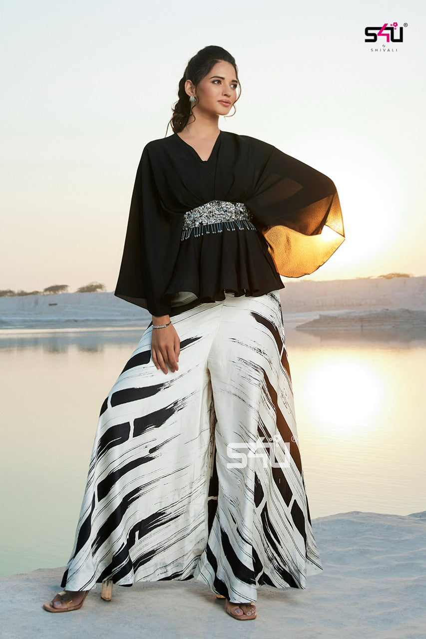 Black Co-ord set with heavy embellished belt